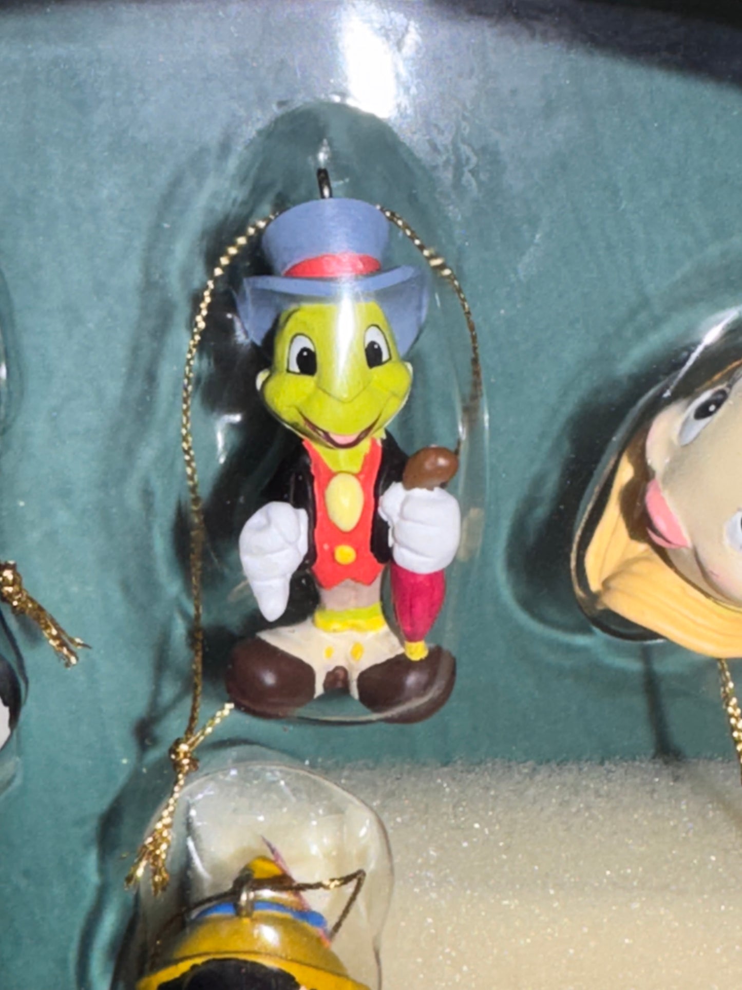Vintage Disney Pinocchio Storybook Ornament Set 6 Pc Blue Fairy Jiminy