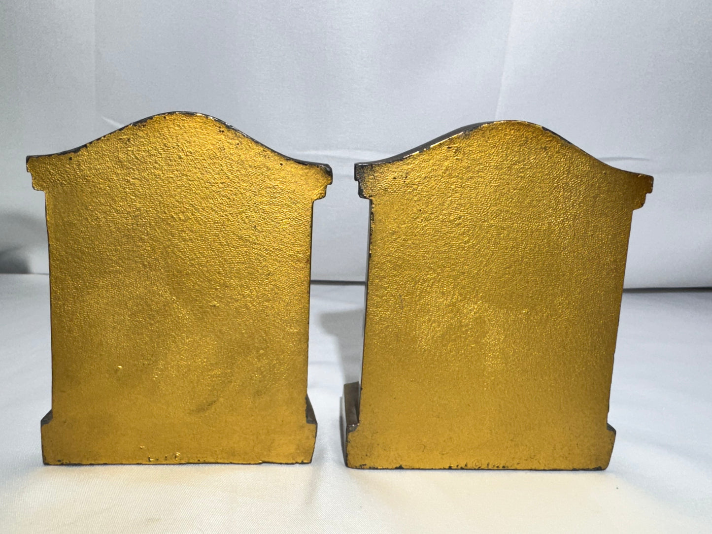 Vintage 1920s Monk Library Metal Bookends – L.V. Aronson / Ronson Style – Armor Bronze Era