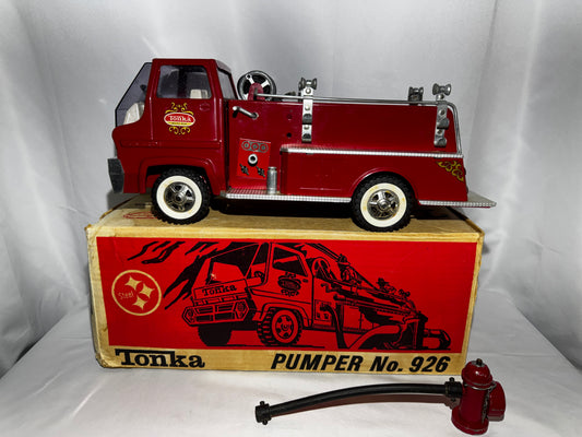 Vintage Tonka No. 926 Gas Turbine Pumper Fire Truck w/ Box Hose Hydrant 1967-68 No Ladder