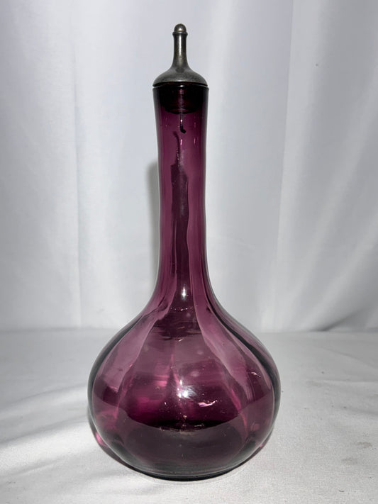 Vintage Amethyst Glass Decanter / Barber Bottle with Stopper – 19th Century Style