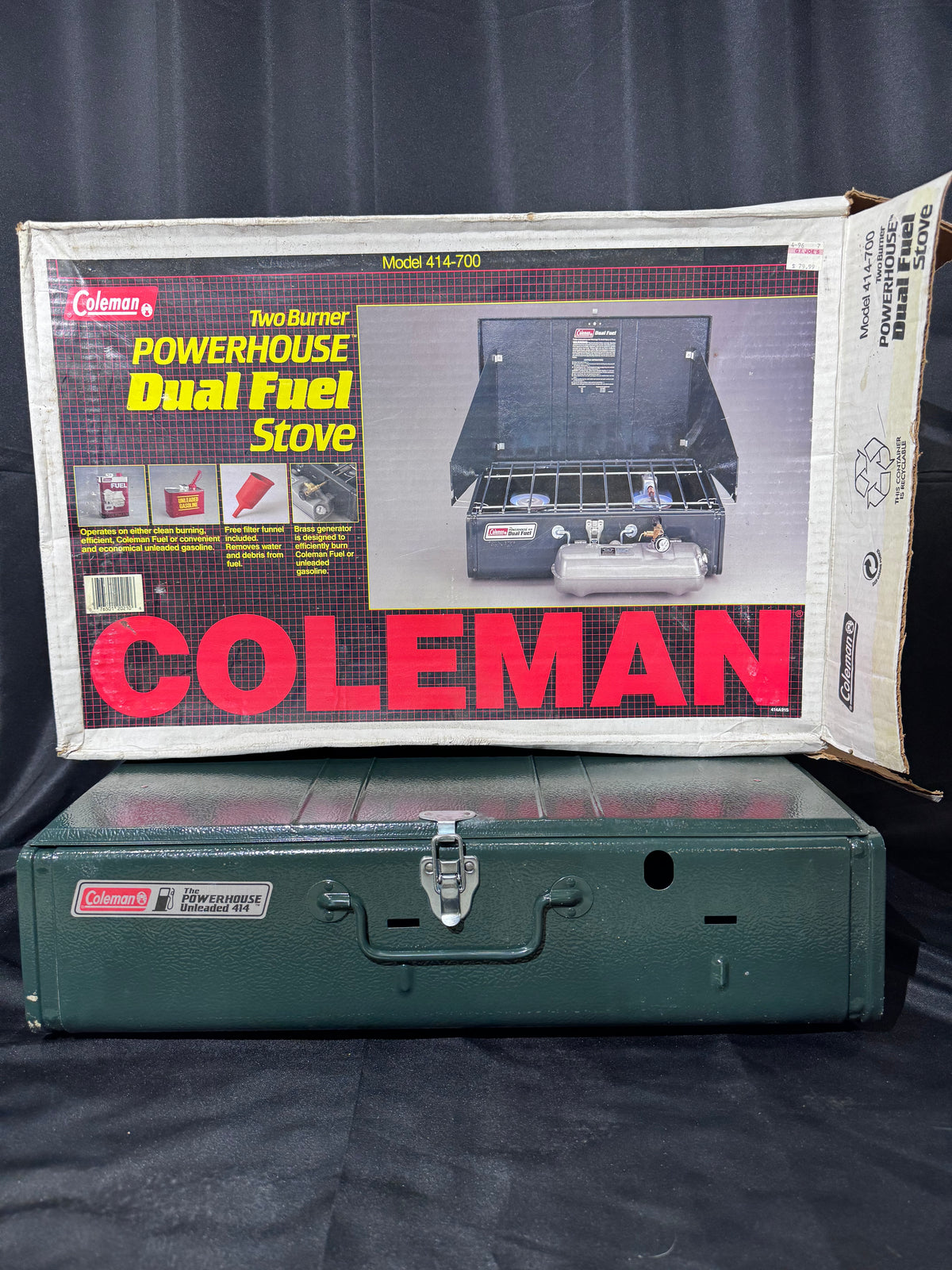 Vintage Coleman 414-700 Powerhouse Dual Fuel 2-Burner Camp Stove – Original Box – May 1994