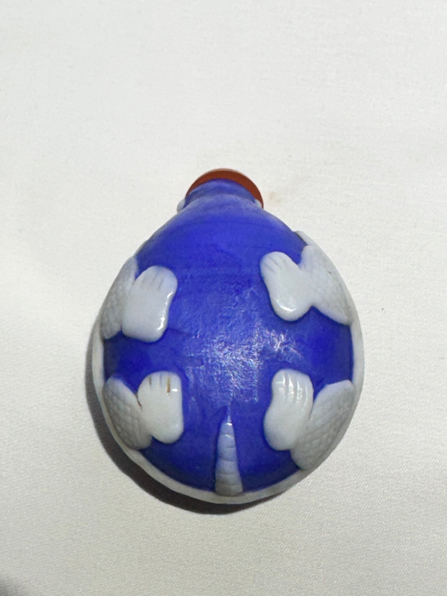 Antique stone carved Turtle Snuff Bottle – Hand-Carved Doves & Floral Motif