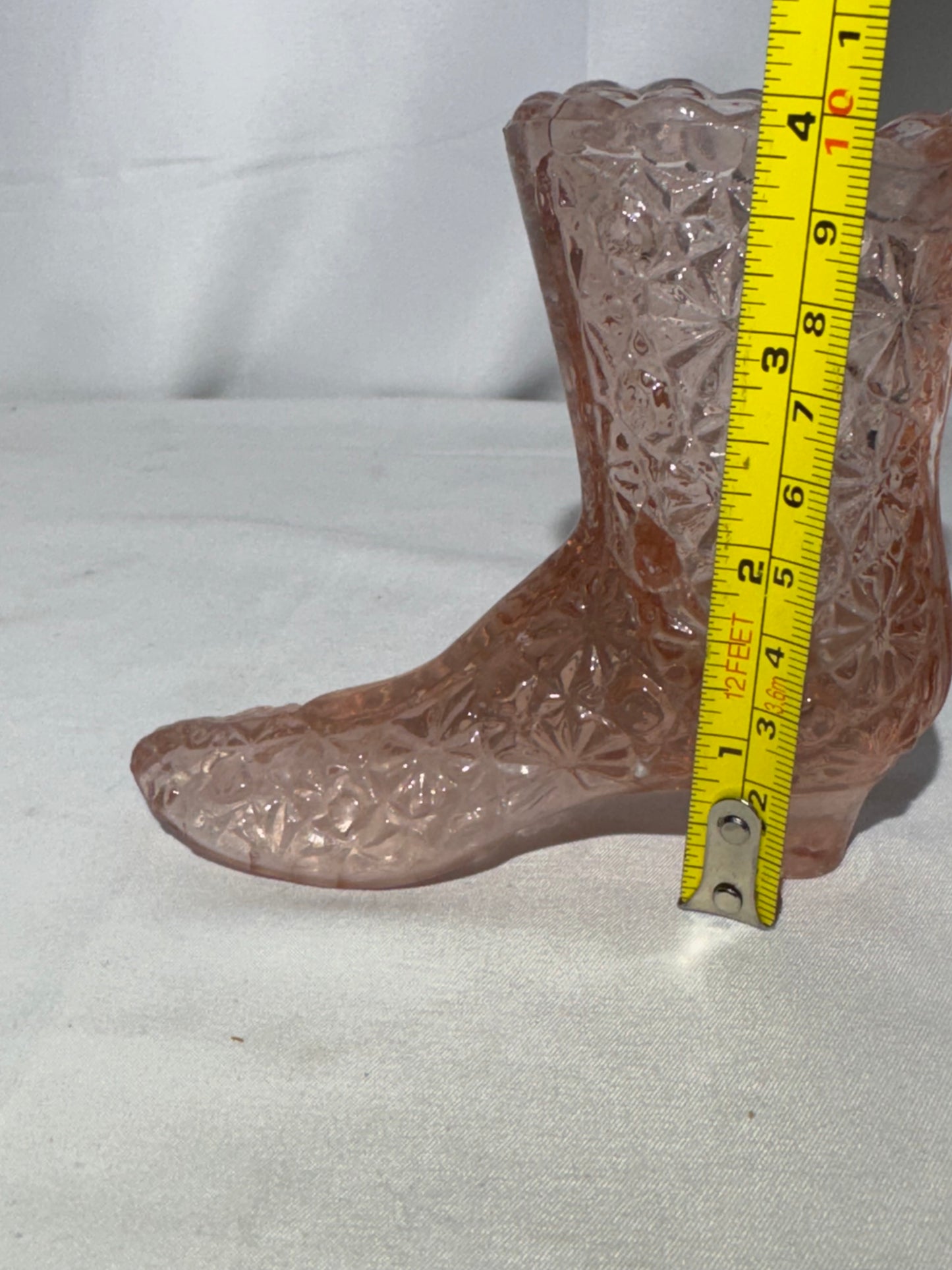 Fenton Art Glass Pink Boot Toothpick Holder – Daisy & Button Pattern (Vintage)