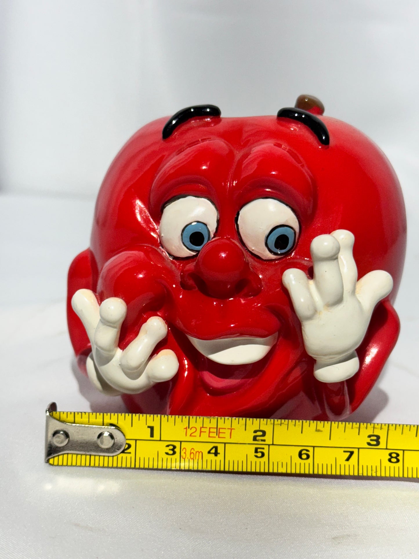 Vintage Giggling Groceries Red Apple Coin Bank w/ Stopper – Fun Collectible