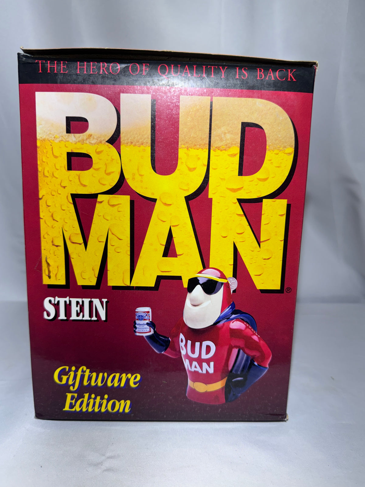 Vintage 1993 Budweiser “Bud Man” Ceramic Beer Stein CS213 – Original Packaging