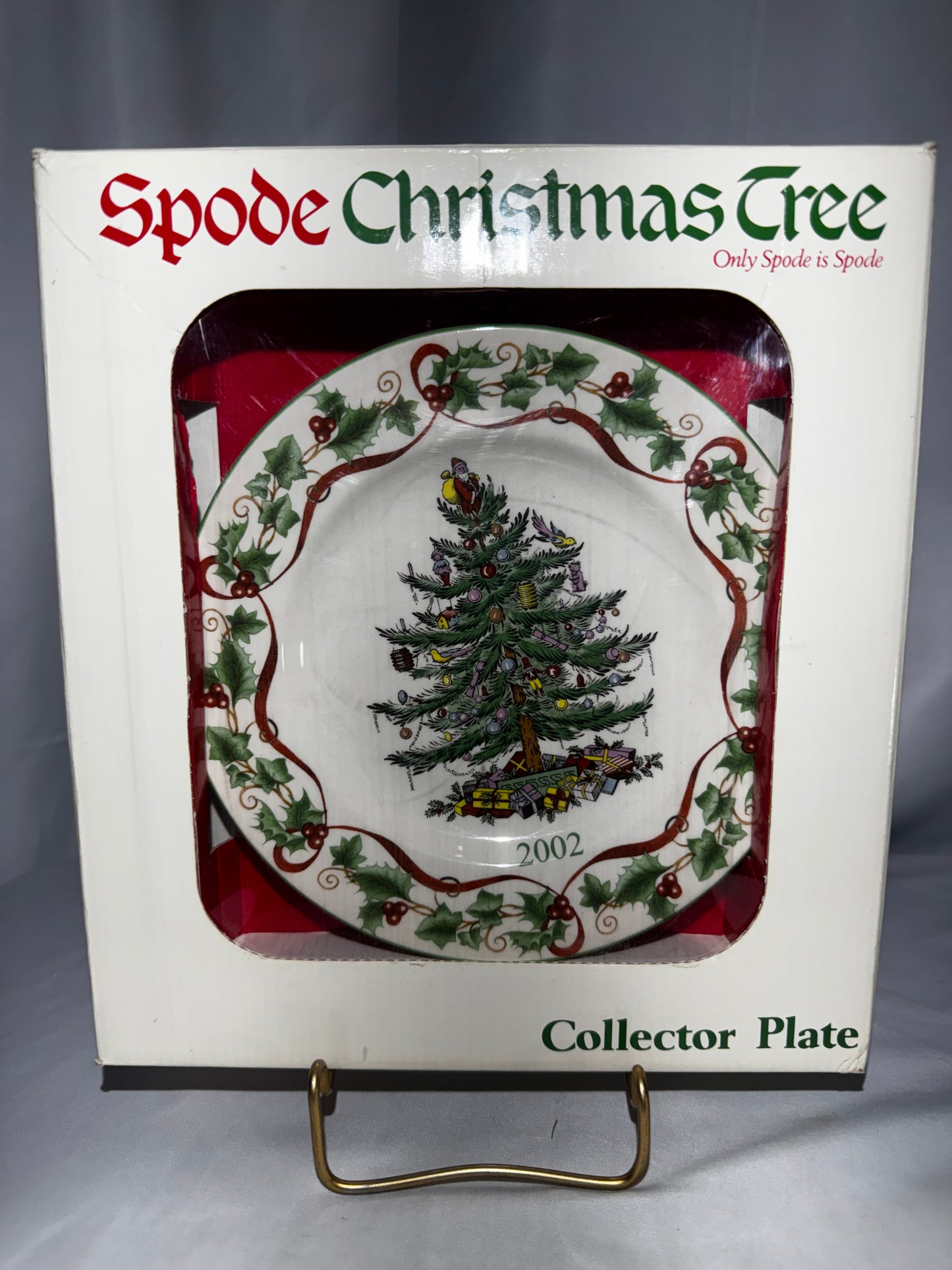 Spode Christmas Tree 2002 Annual Collector Plate 7.5” Holly Berry Border