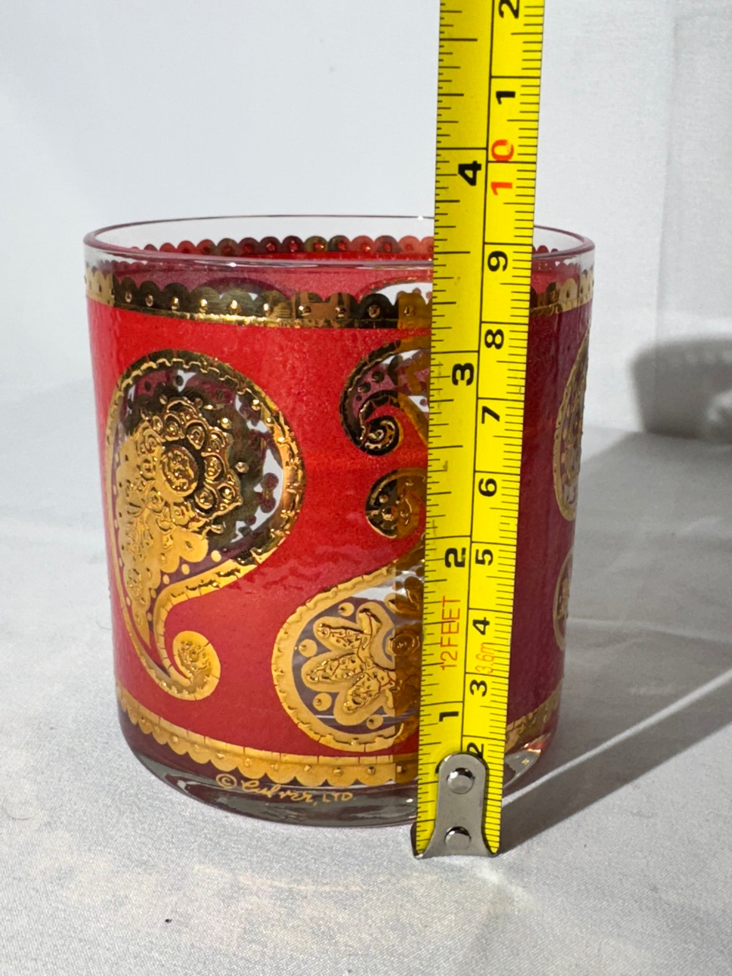 Vintage Culver LTD 22K Gold Red Paisley Lowball Glasses – Set of 4