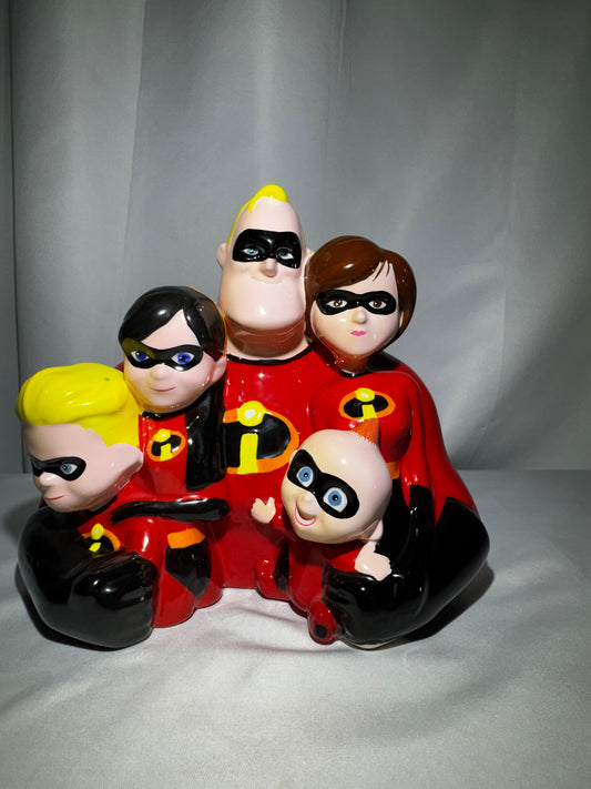 Enesco Disney Pixar The Incredibles Family Ceramic Coin Bank Mr Incredible Elastigirl