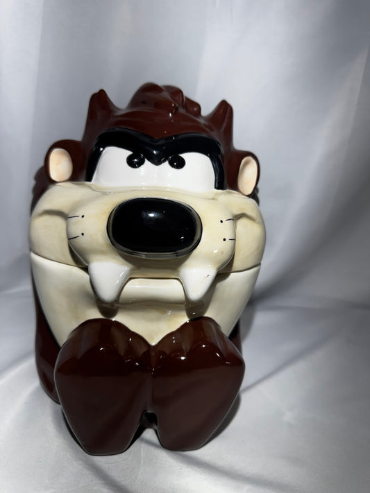 Warner Bros Taz Cookie Jar Canister 1995 Looney Tunes 9.5” Airtight Lid Vintage