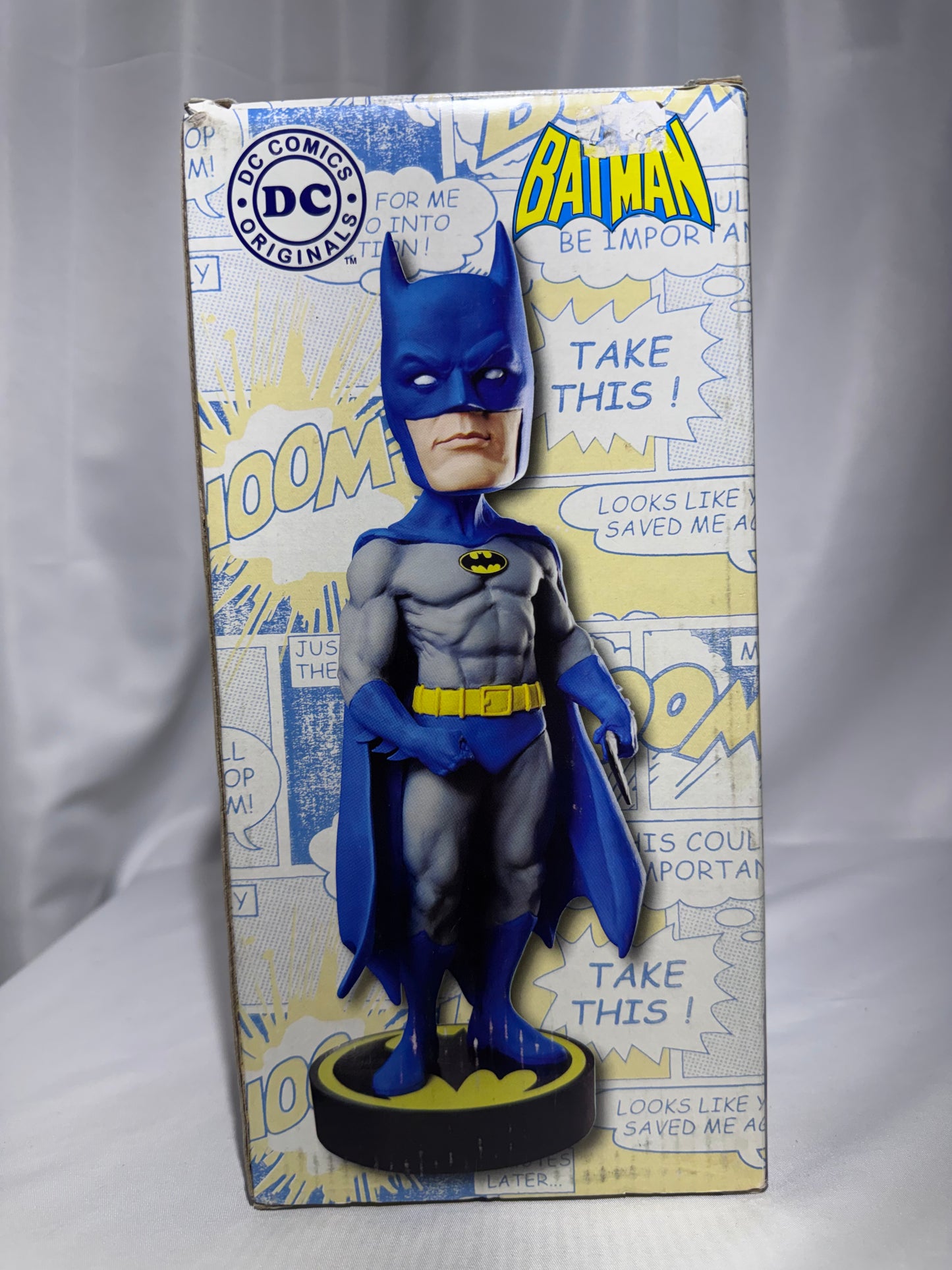 NECA DC Originals Batman Head Knocker 8” Bobblehead Blue Gray Suit Resin
