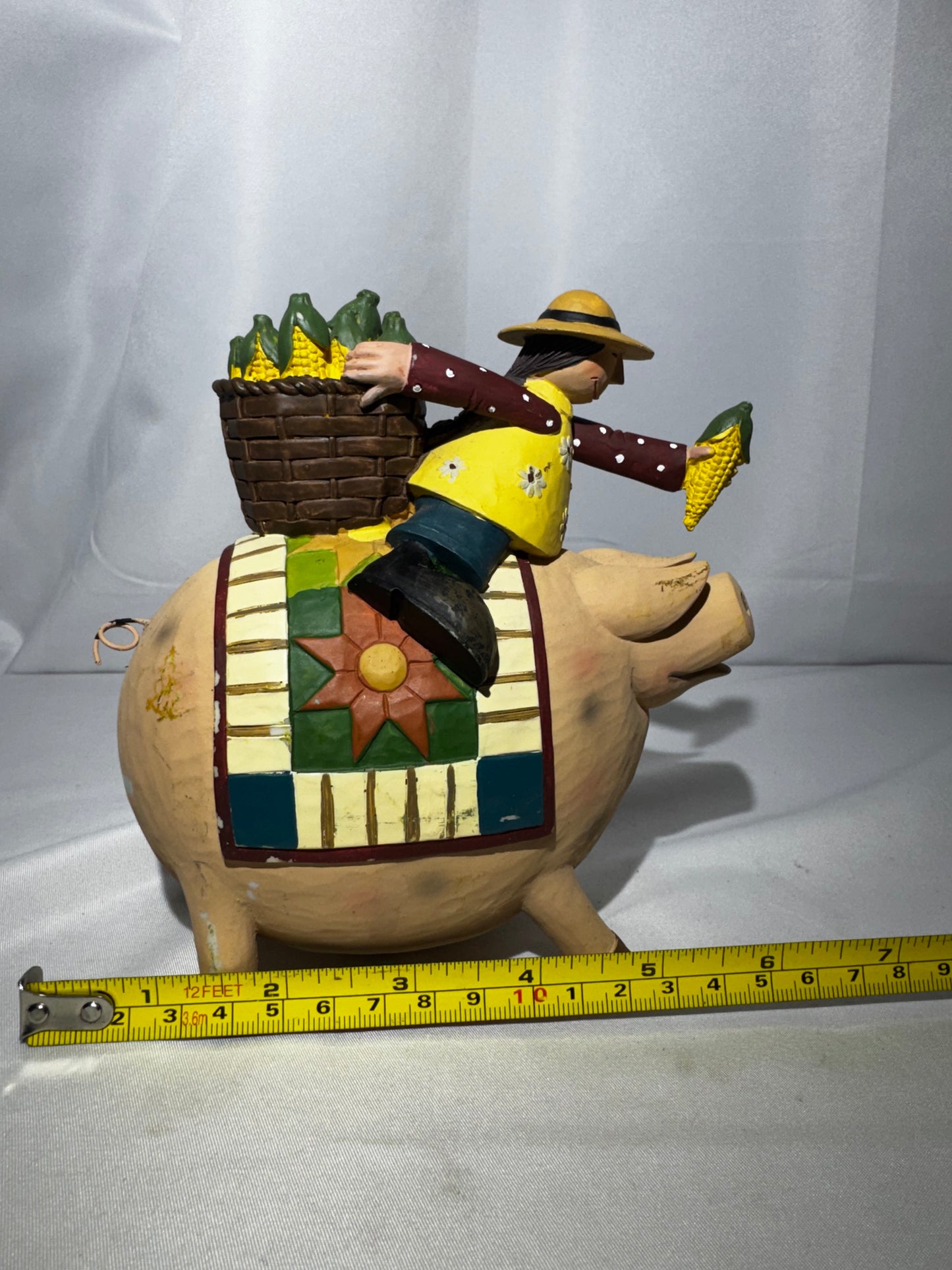 Williraye Studio Eating Like a Pig Folk Art Figurine Hand Painted