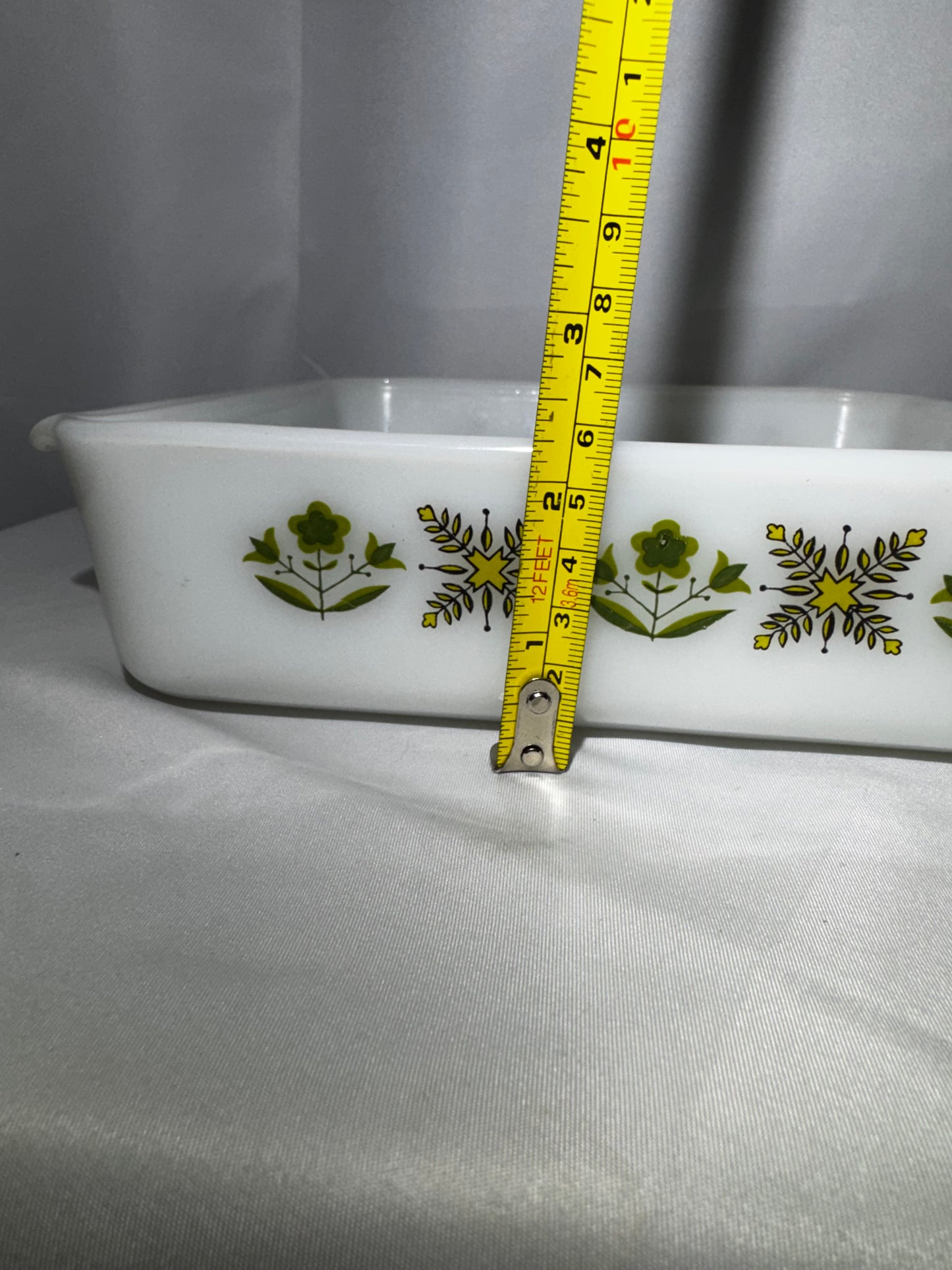 Vintage Anchor Hocking Fire-King Meadow Green Milk Glass Baking Dish #435 8 Inch