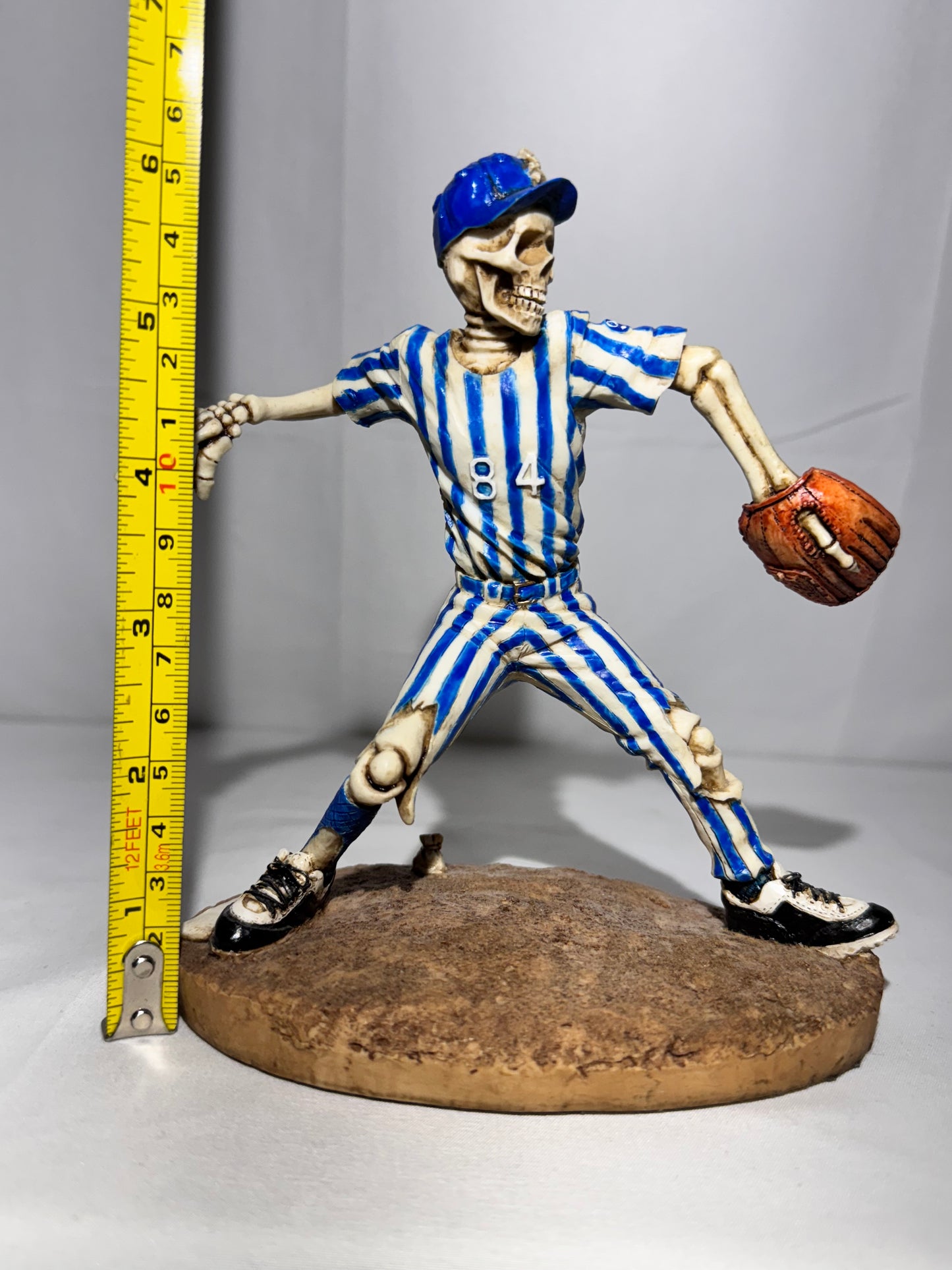 Summit Collection Skeleton Baseball Pitcher Figurine #84 Blue & White Uniform Sports Collectible 6”