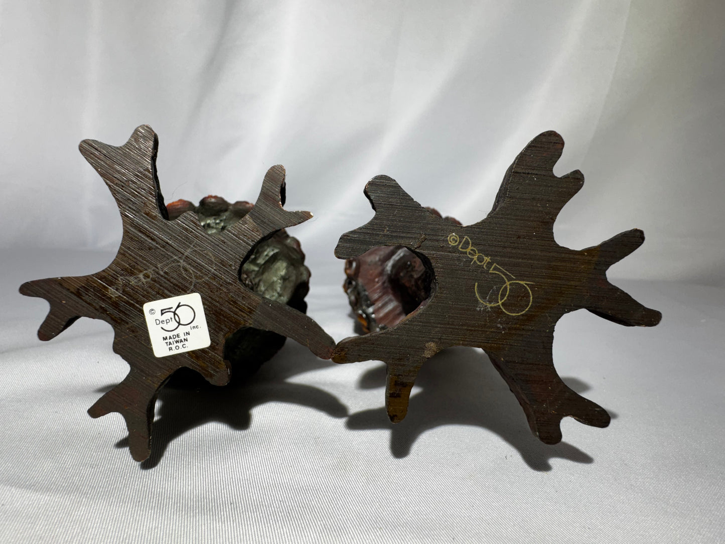 Department 56 Village Pine Cone Trees Set of 2 #5221-3 Retired Hand Painted Porcelain 7” & 8”