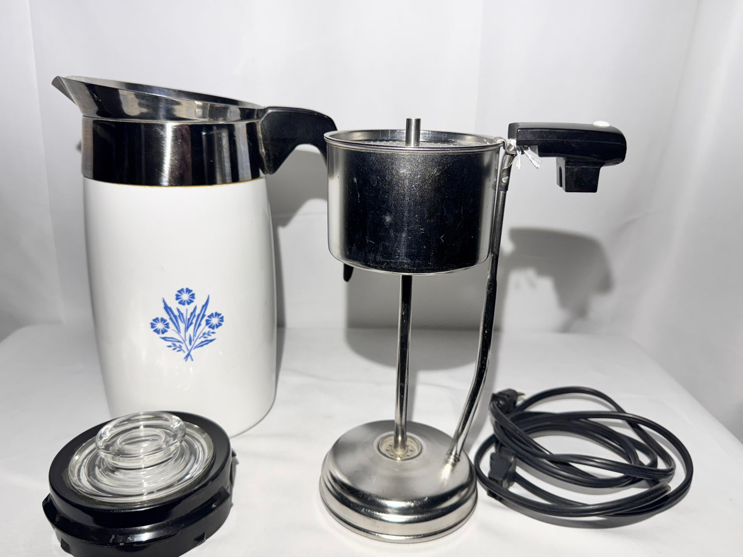 Corning Ware Blue Cornflower 10-Cup Electric Coffee Percolator – Tested & Complete