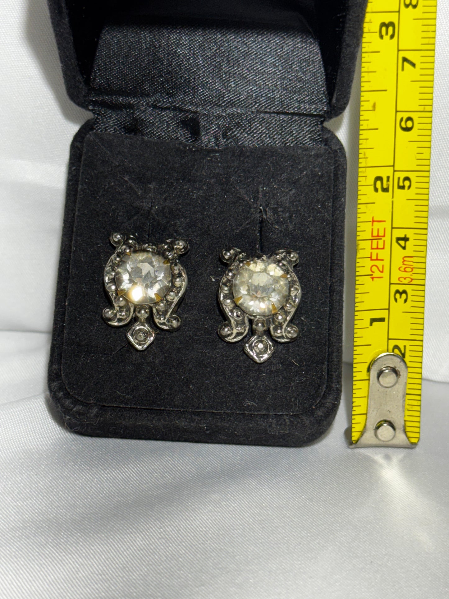 Antique Victorian Cufflinks Sleeve Buttons Lever Back Ornate Paste Stone