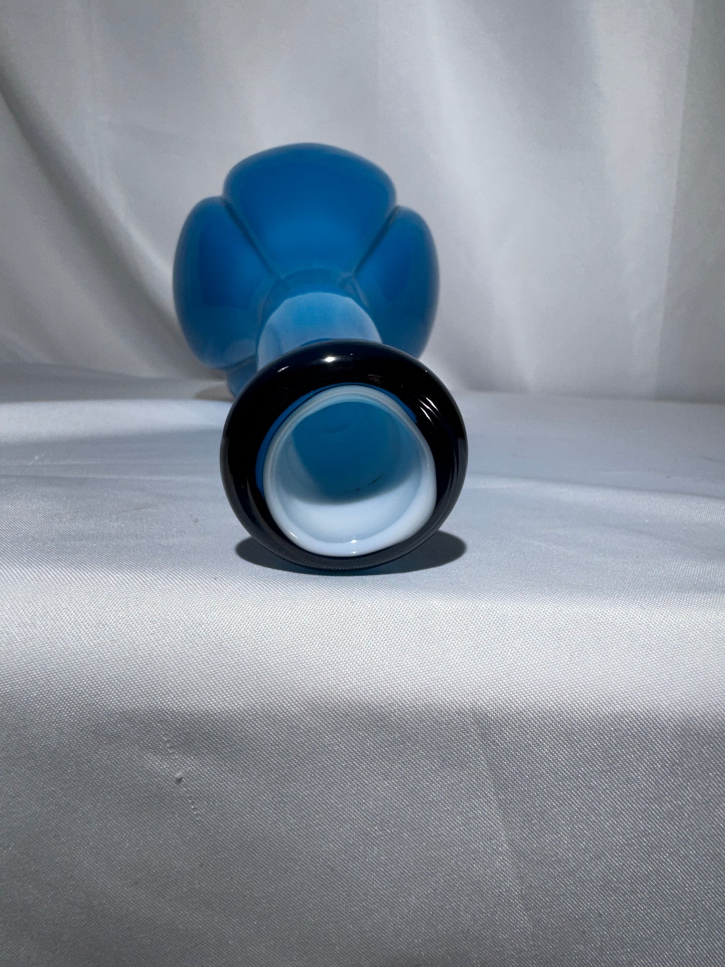 Vintage Fenton Art Glass Jamestown Teal Aqua Blue Barber Bottle – c. 1957