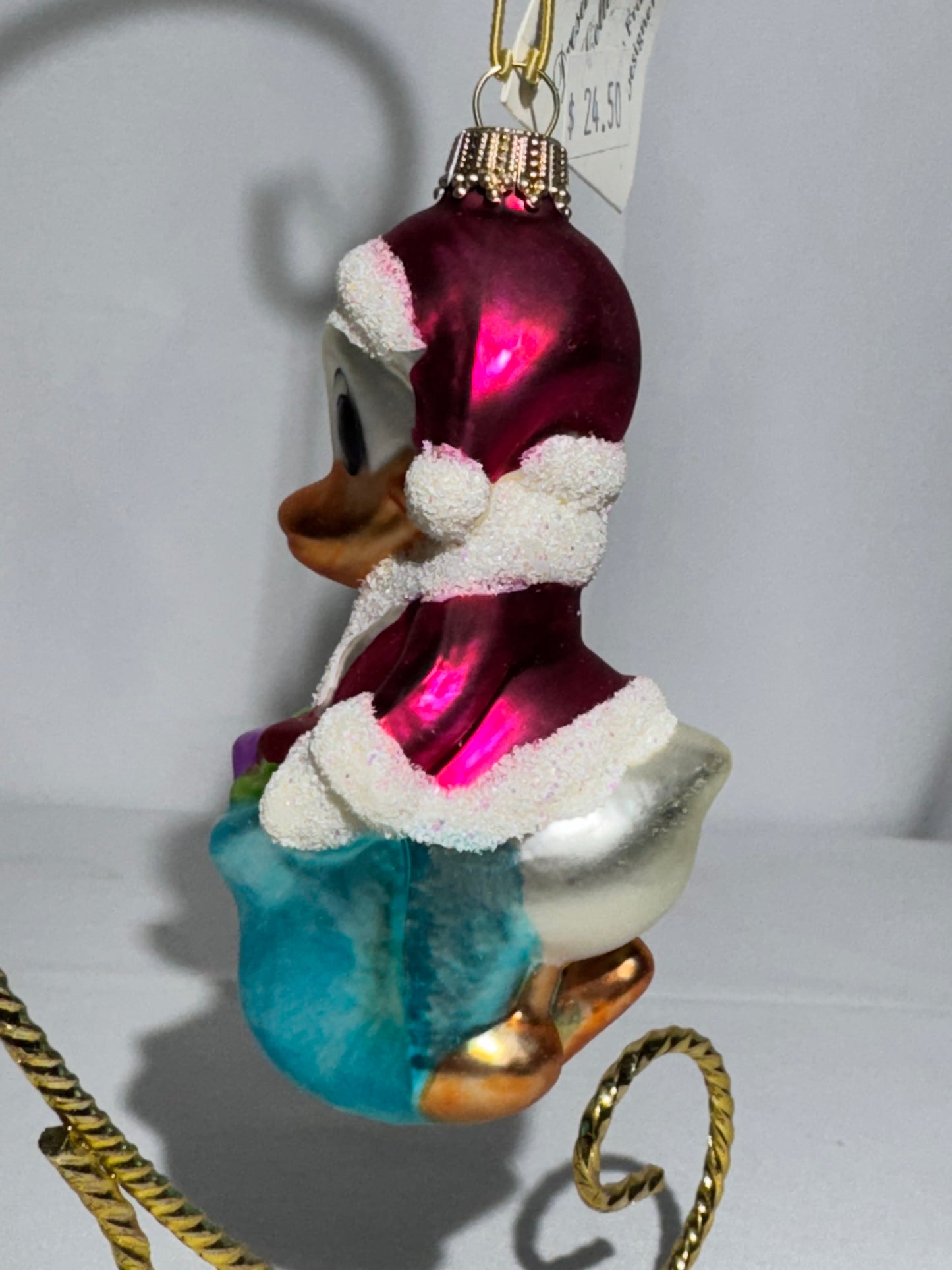Donald Duck Santa Christmas Ornament – Dresden Dove Collection – Larry Fraga – Hand Blown & Hand Painted