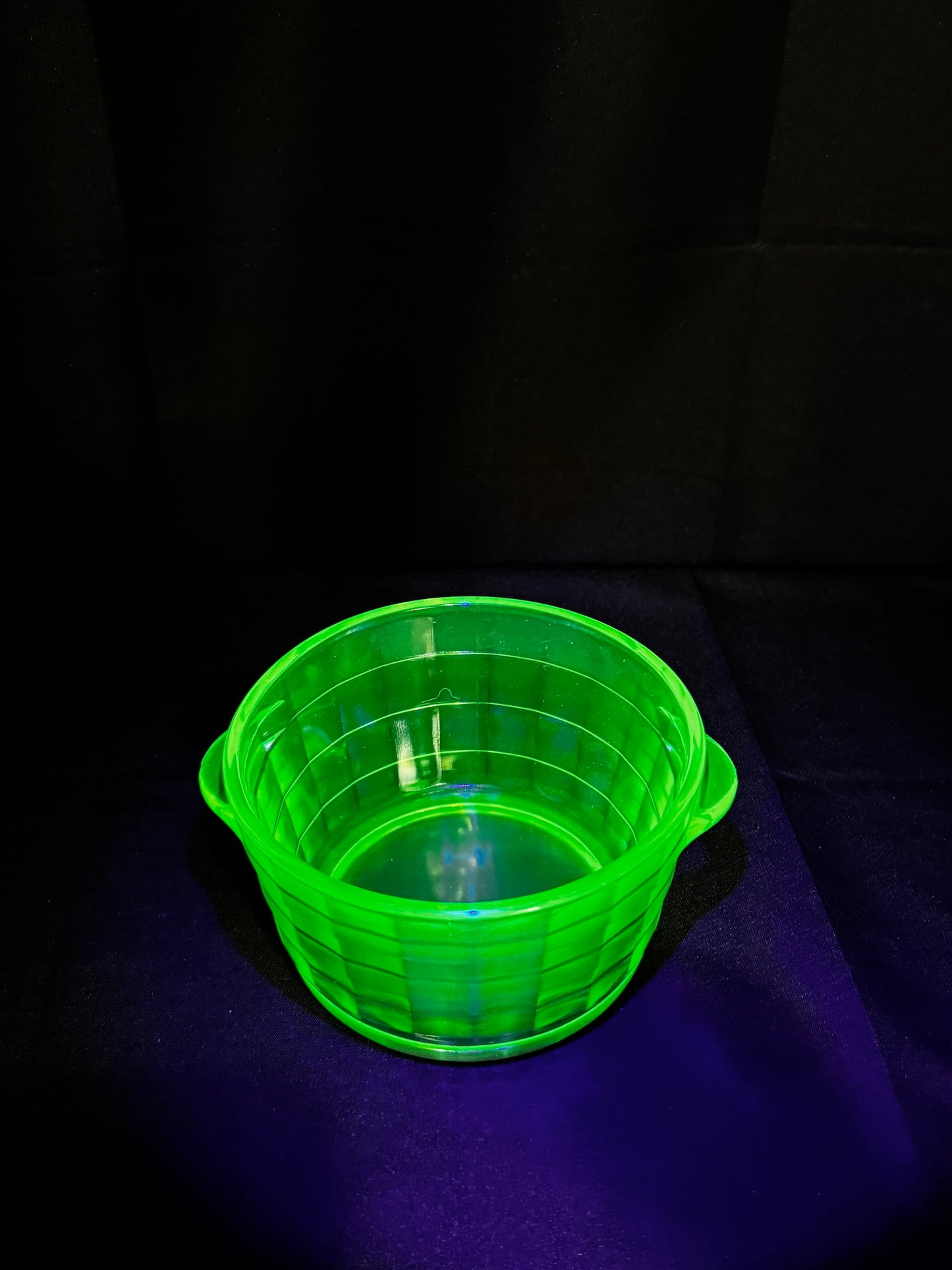 Vintage Anchor Hocking Block Optic Uranium Glass Ice Bucket / Butter Tub – Green Depression Glass