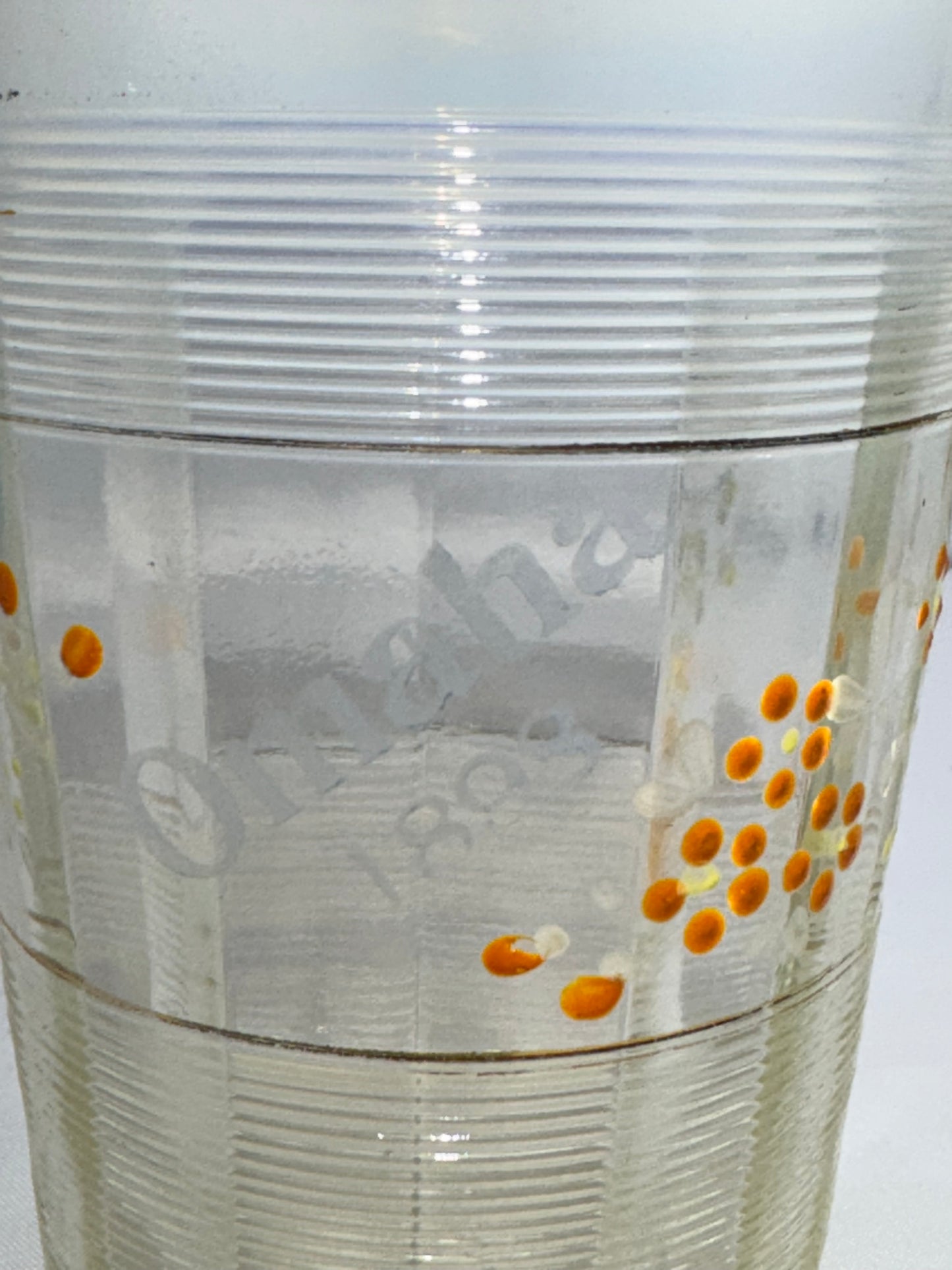 Antique 1898 Omaha Souvenir Tumbler – Hand Painted Flowers – Northwood Rivet Edge