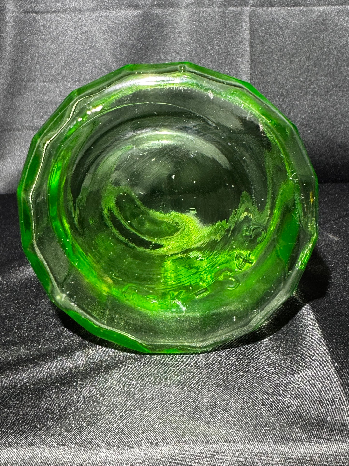 Vintage Hazel Atlas Uranium Glass Canister Green Paneled Depression Glass UV Glow 6-K-345