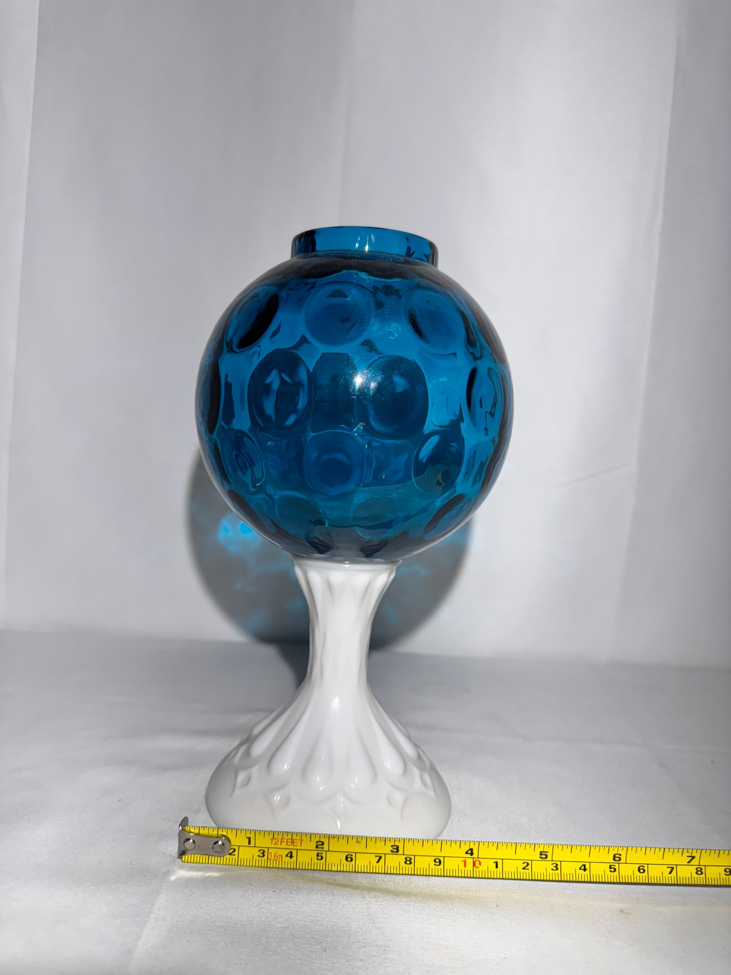 Fenton Coin Pedestal Ivory Ball Rose Bowl – Jamestown Blue & Milk Glass