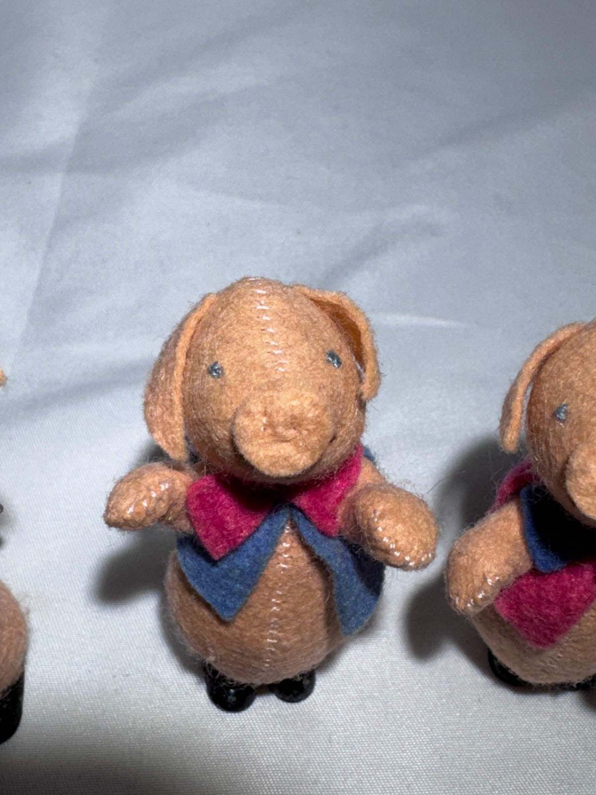Vintage BAPS Germany Big Bad Wolf & Three Little Pigs Felt Miniature Doll Set – 1940s–1950s
