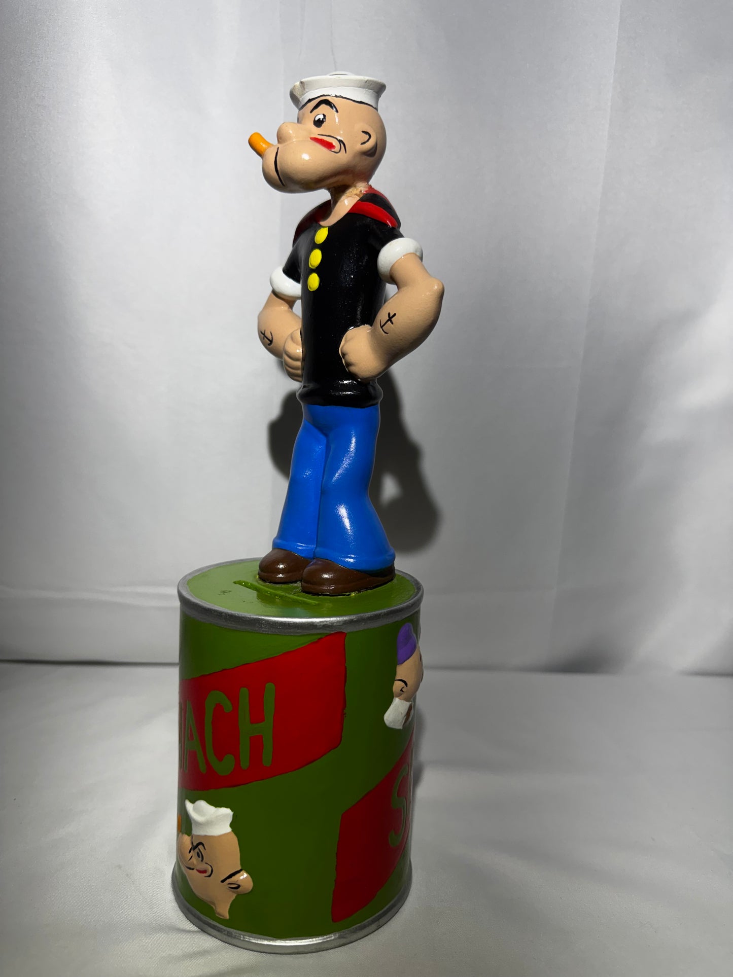 Vintage 1975 Popeye the Sailor Ceramic Bank King Features Spinach Can w/ Stopper