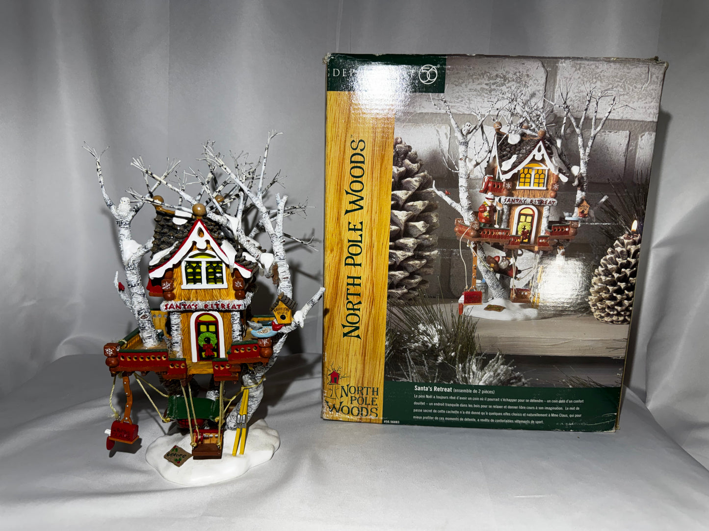 Department 56 North Pole Woods “Santa’s Retreat” Lighted Tree House – Retired Collectible
