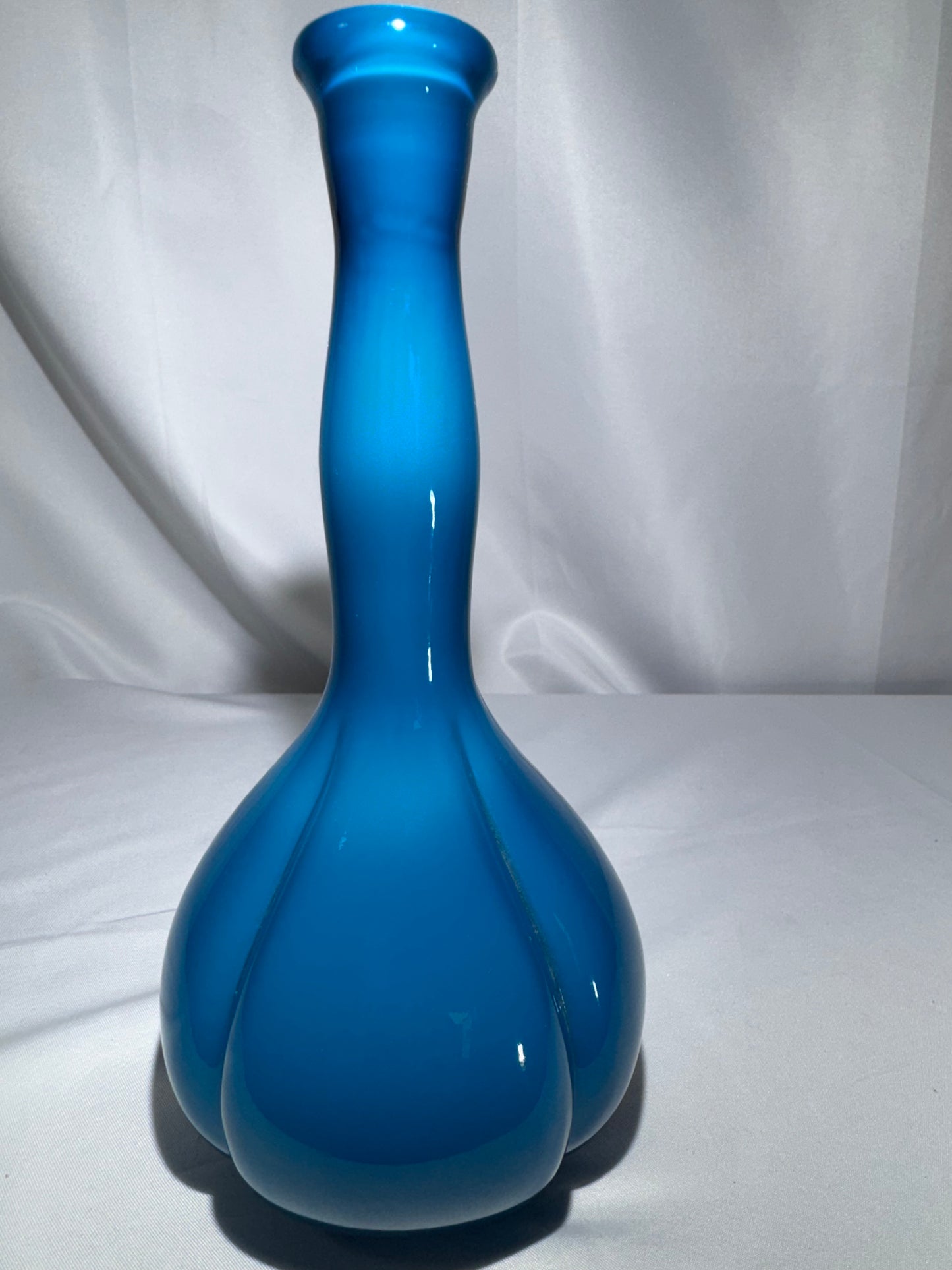 Vintage Fenton Art Glass Jamestown Teal Aqua Blue Barber Bottle – c. 1957