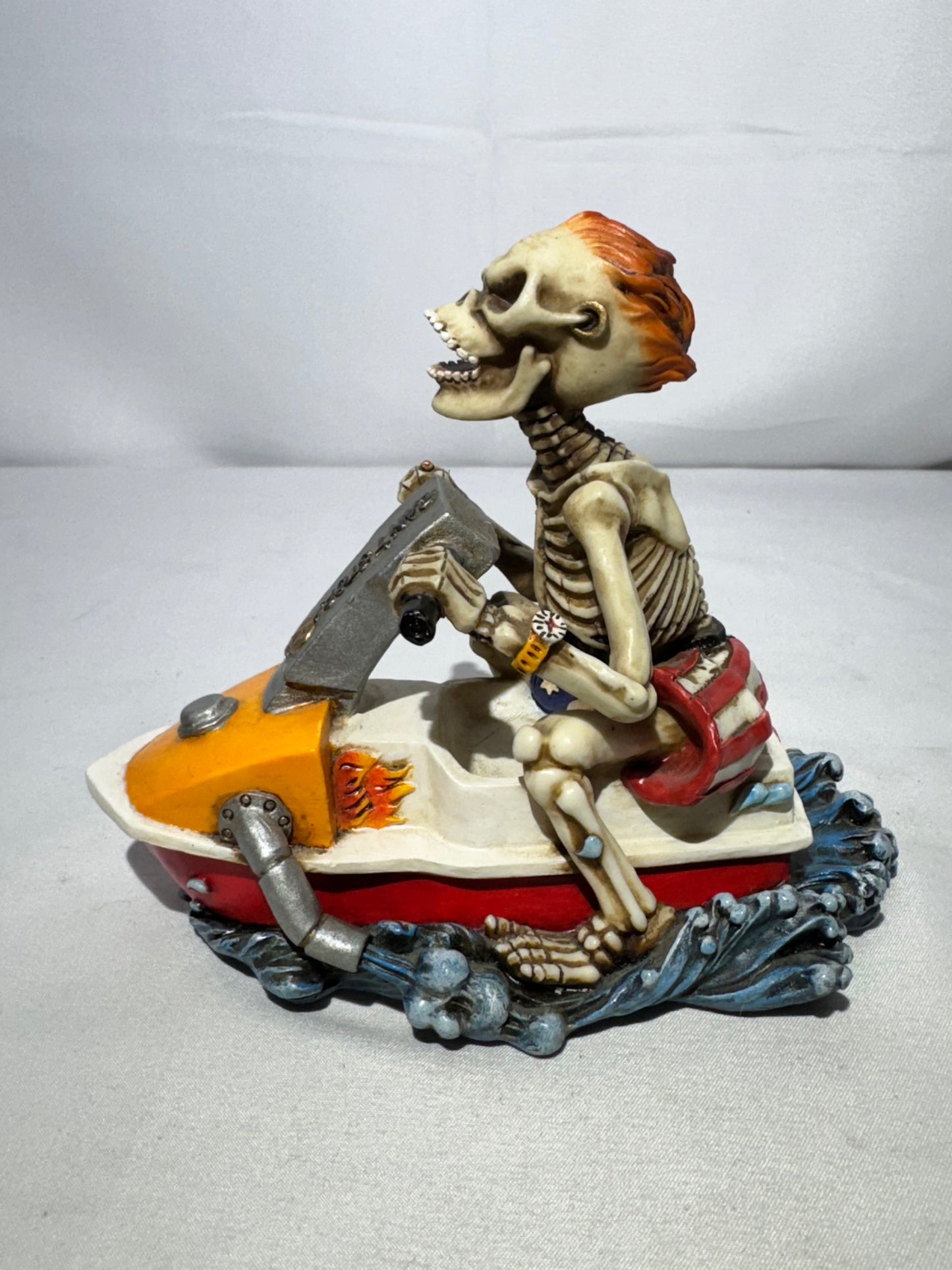 Summit Collection Skeleton “Can’t Stop” Jet Ski Figurine – American Flag Swim Shorts