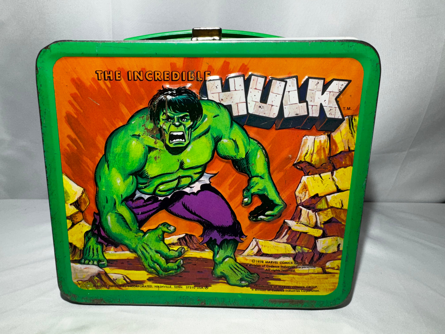 1978 Incredible Hulk Metal Lunchbox & Thermos Set Aladdin Vintage Marvel Comic