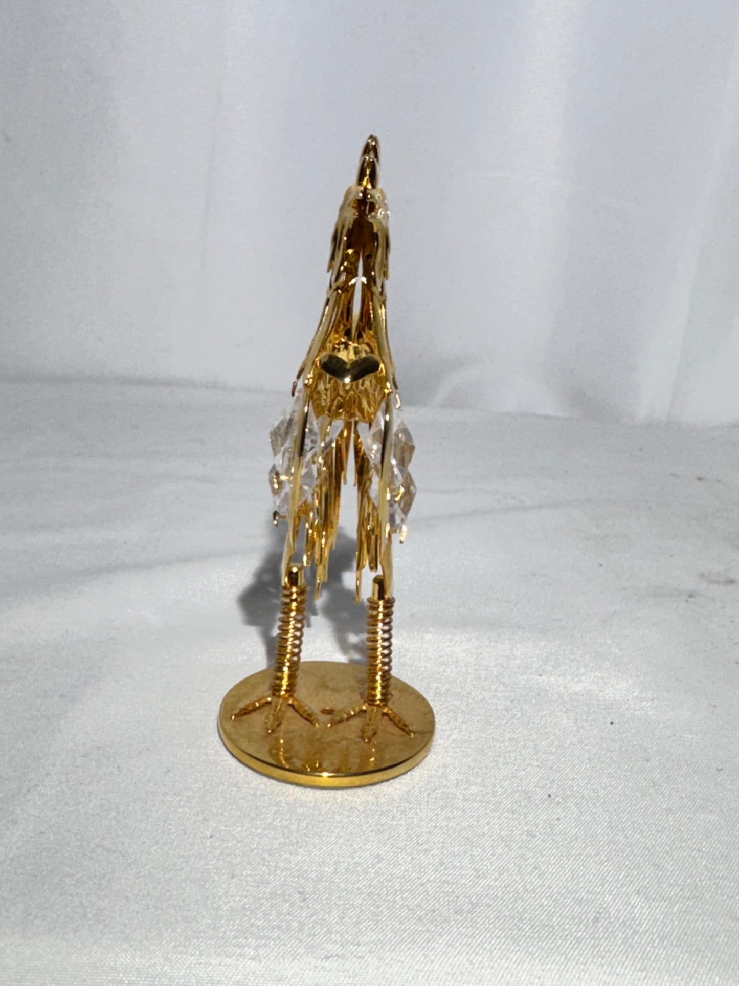 24K Gold Plated Rocking Rooster Figurine w/ Crystals – Collectible
