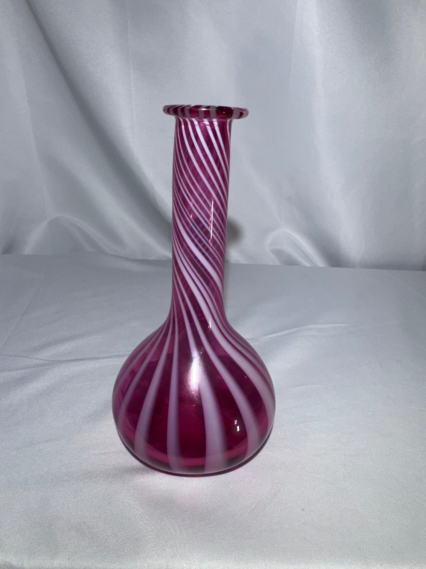 Vintage Fenton Cranberry Opalescent Swirl Barber Bottle – 7½”