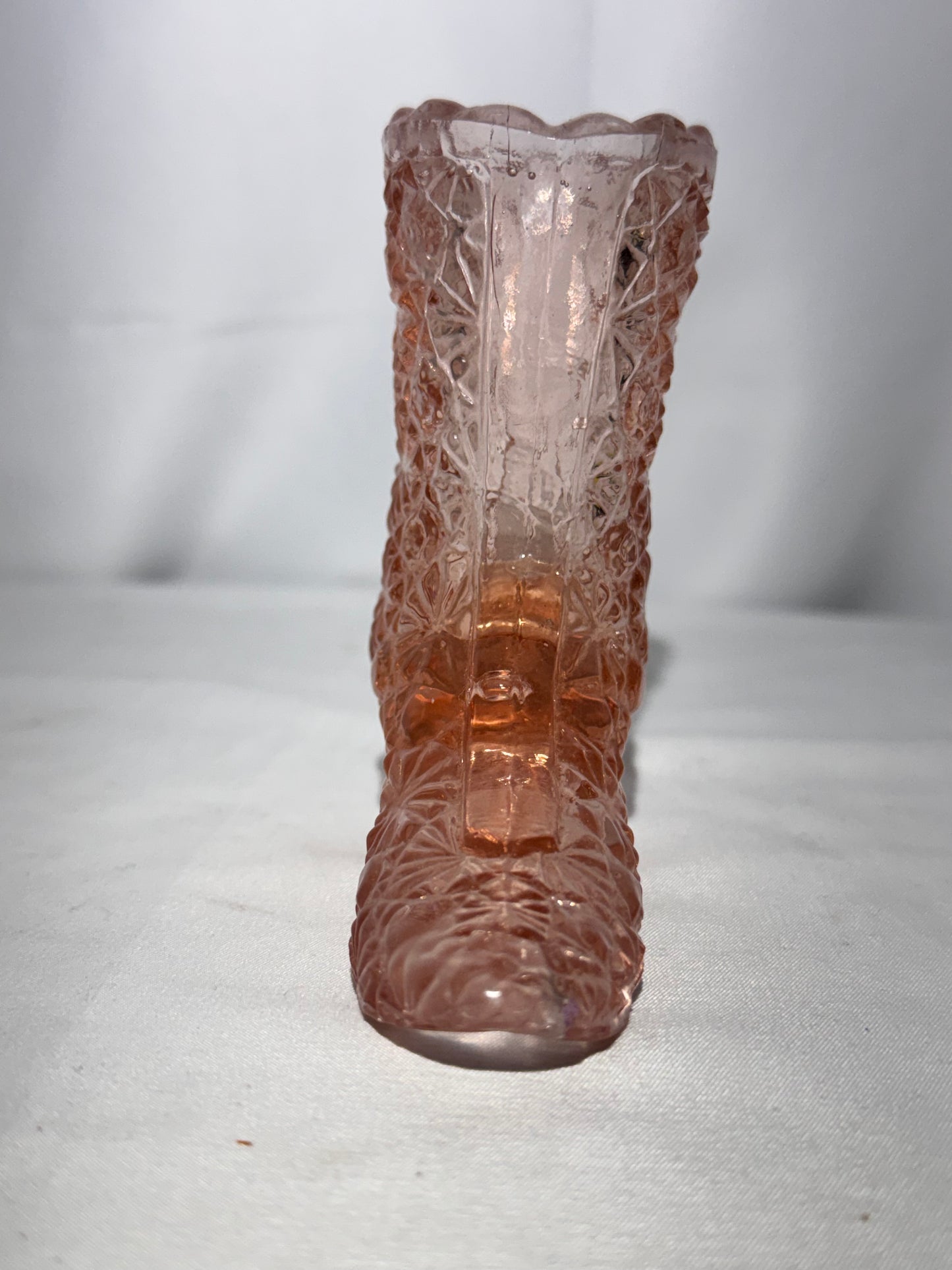 Fenton Art Glass Pink Boot Toothpick Holder – Daisy & Button Pattern (Vintage)