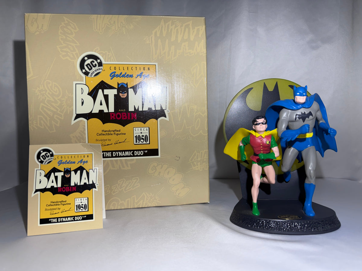 1996 Hallmark DC Super Heroes Golden Age Batman & Robin “The Dynamic Duo” Statue – Original Box