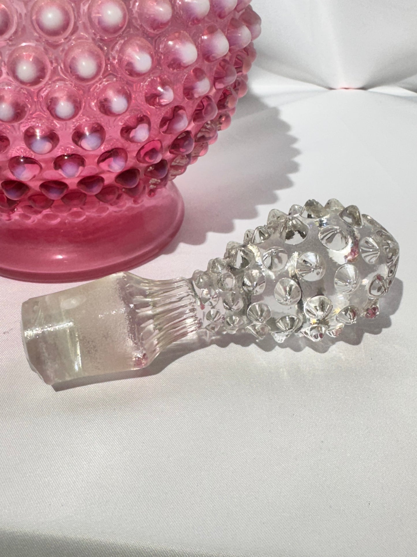 Vintage Fenton Cranberry Hobnail Glass Wine Decanter with Stopper – Approx. 13” Tall