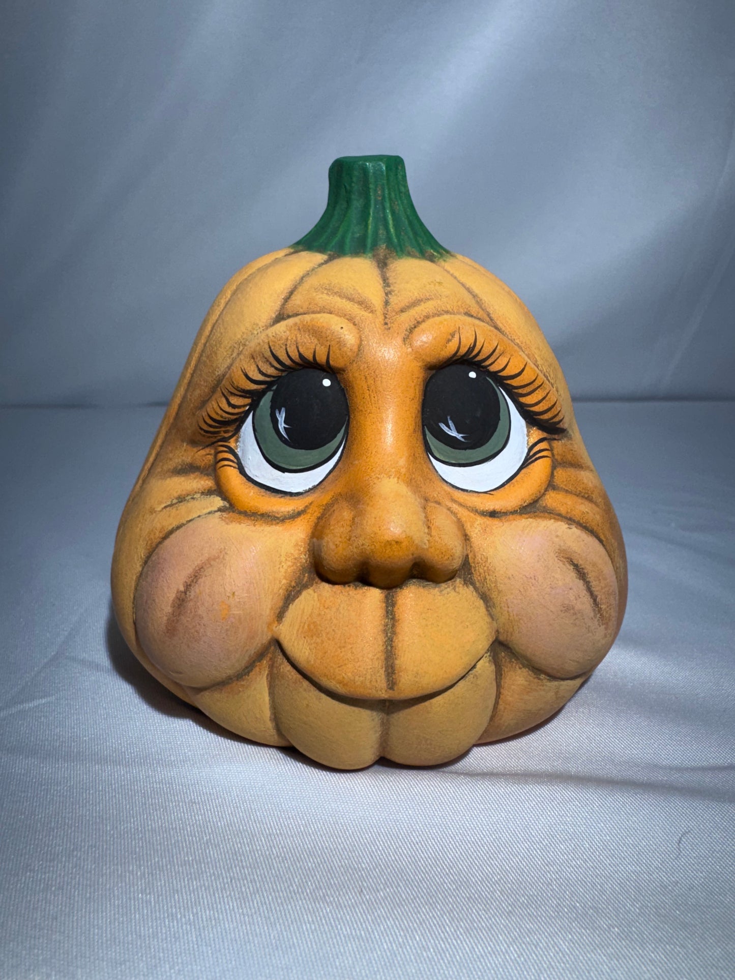 Vintage Hand-Painted Ceramic Pumpkin Figurine – Baby Face – CB 2000
