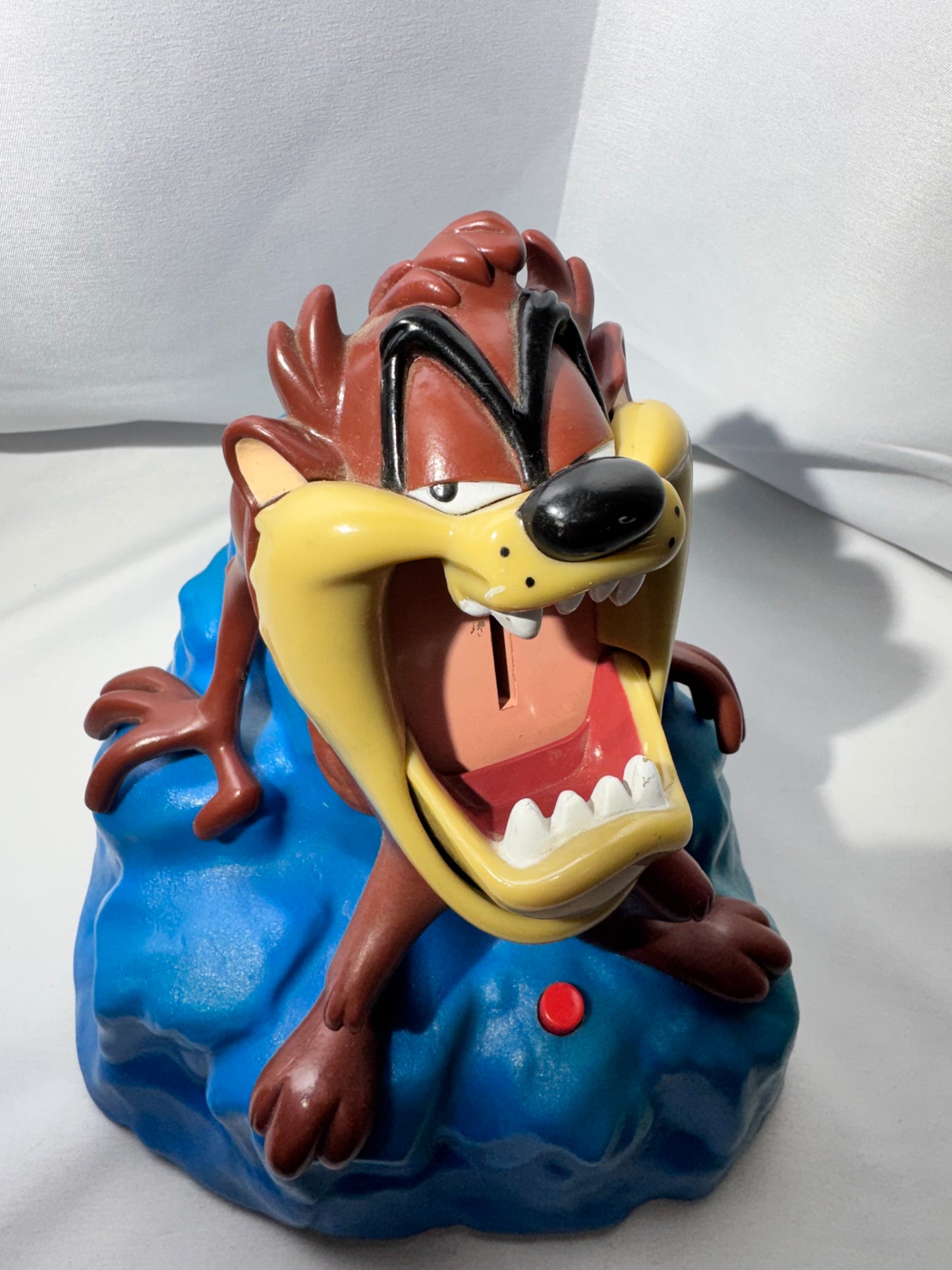 Vintage 1996 Looney Tunes Taz Talking Bank – Blue Glacier Base – Display Piece