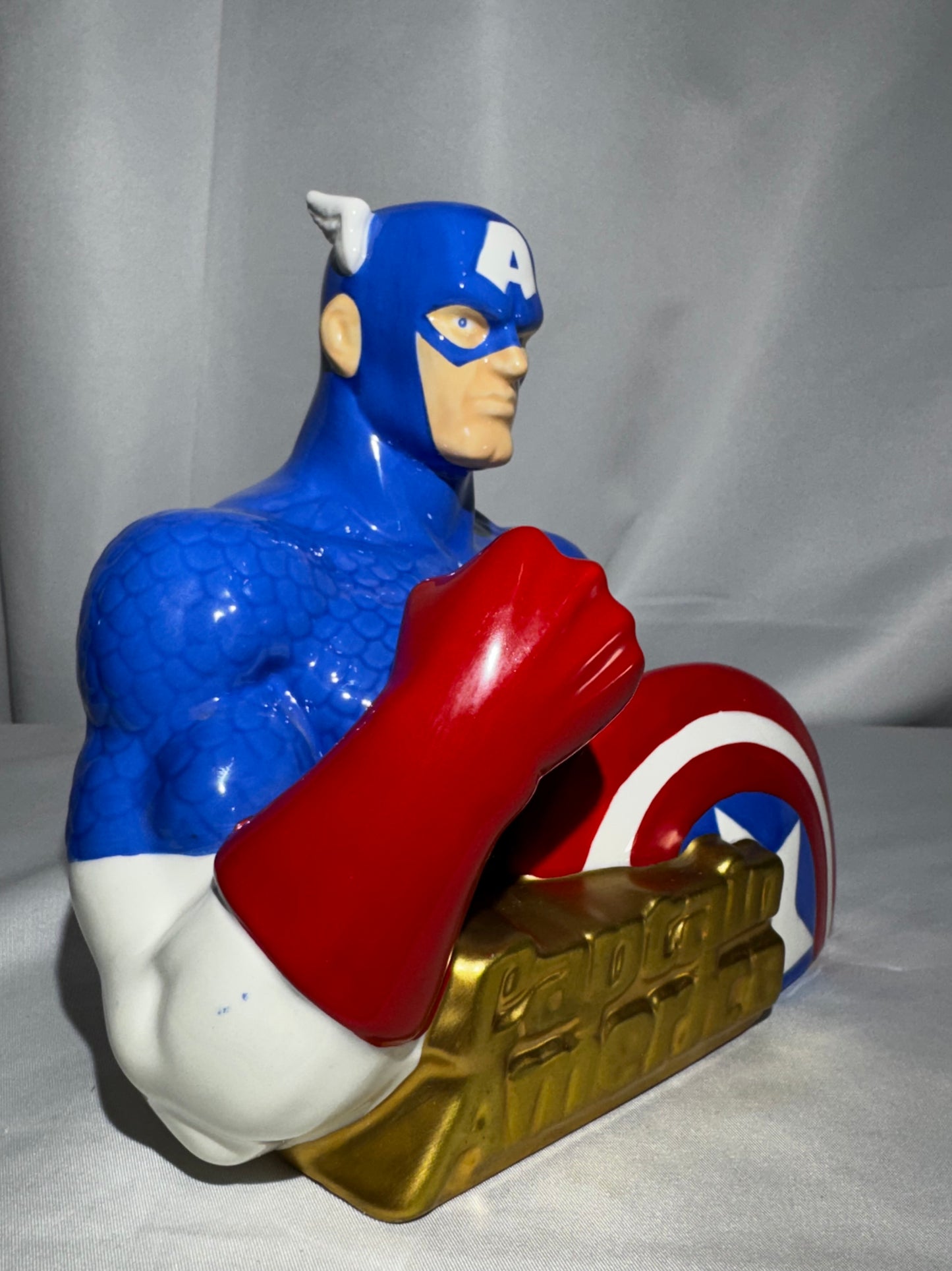 1998 Star Jars Captain America Ceramic Bank LE #653/1500 w/ Box & Stopper Marvel