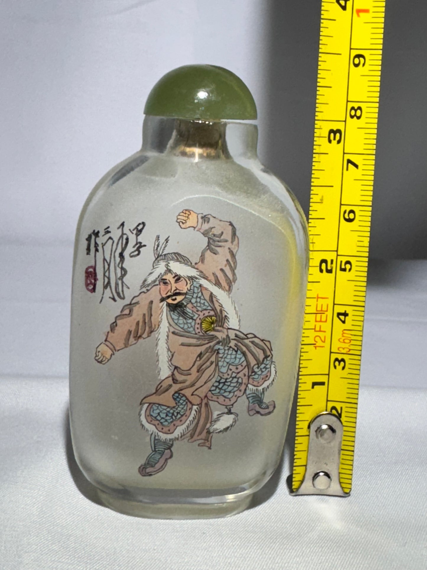 Chinese Inside-Painted Glass Snuff Bottle – Hand-Painted – Signed by Artist – Cork Stopper
