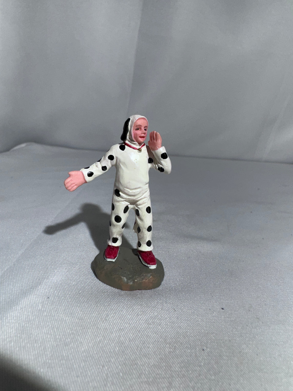 Halloween Village Figurine – Child in Dalmatian Dog Costume – Hand-Painted Miniature