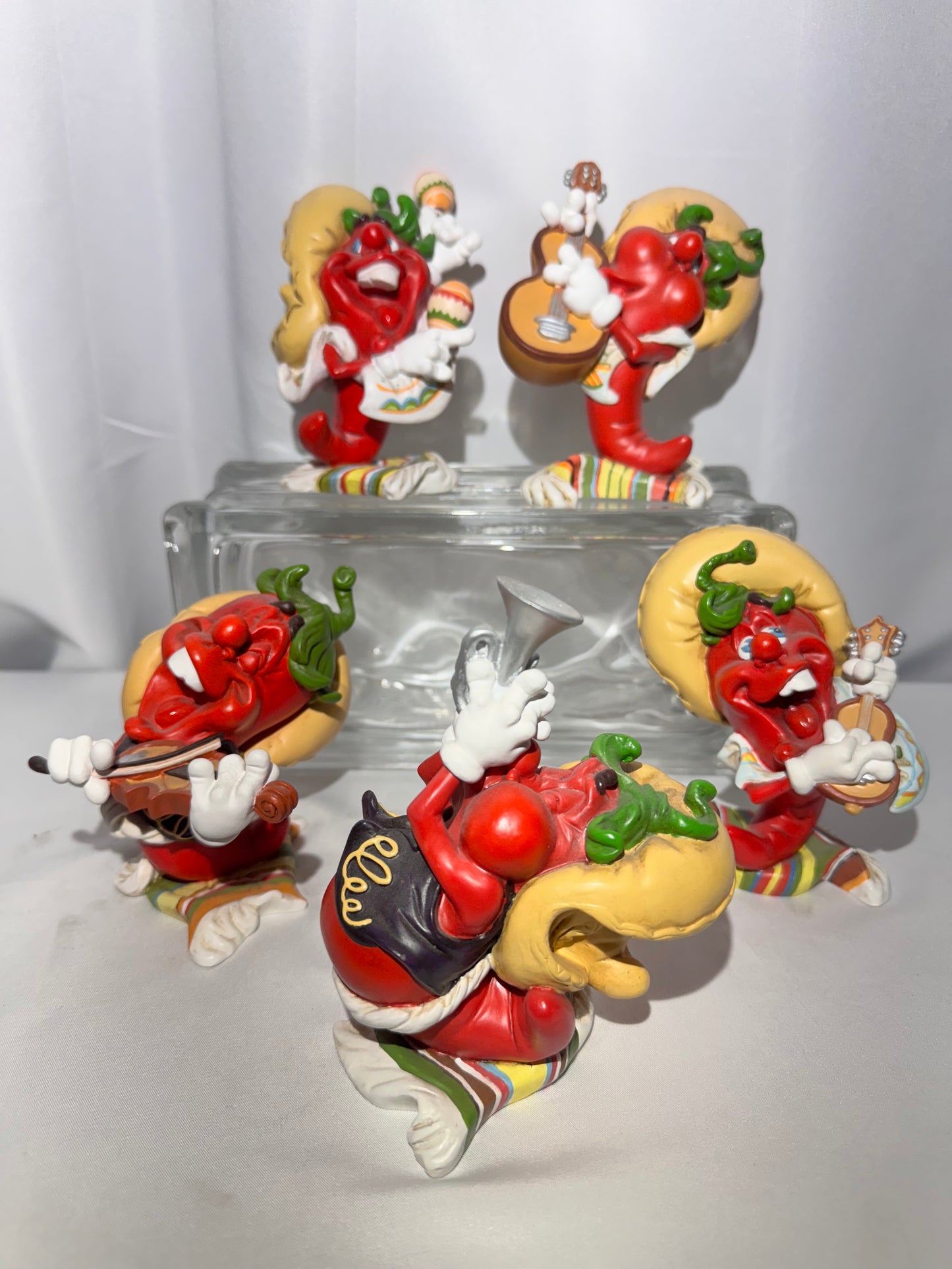 Giggling Groceries Mariachi Band – Red Hot Chili Peppers – Set of 5 – “Gaham” Engraved