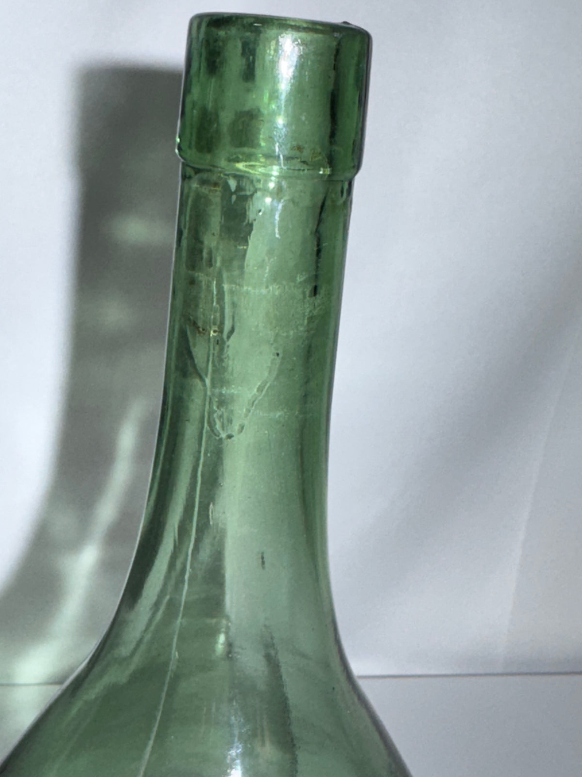 Vintage / Antique Blown Glass Witch Ball or Onion/Carboy Wine Bottle – Handblown Green Glass