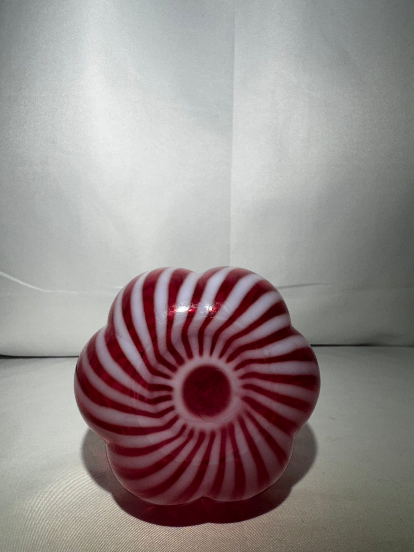 Vintage Fenton Cranberry Opalescent Swirl Barber Bottle – 7.5”