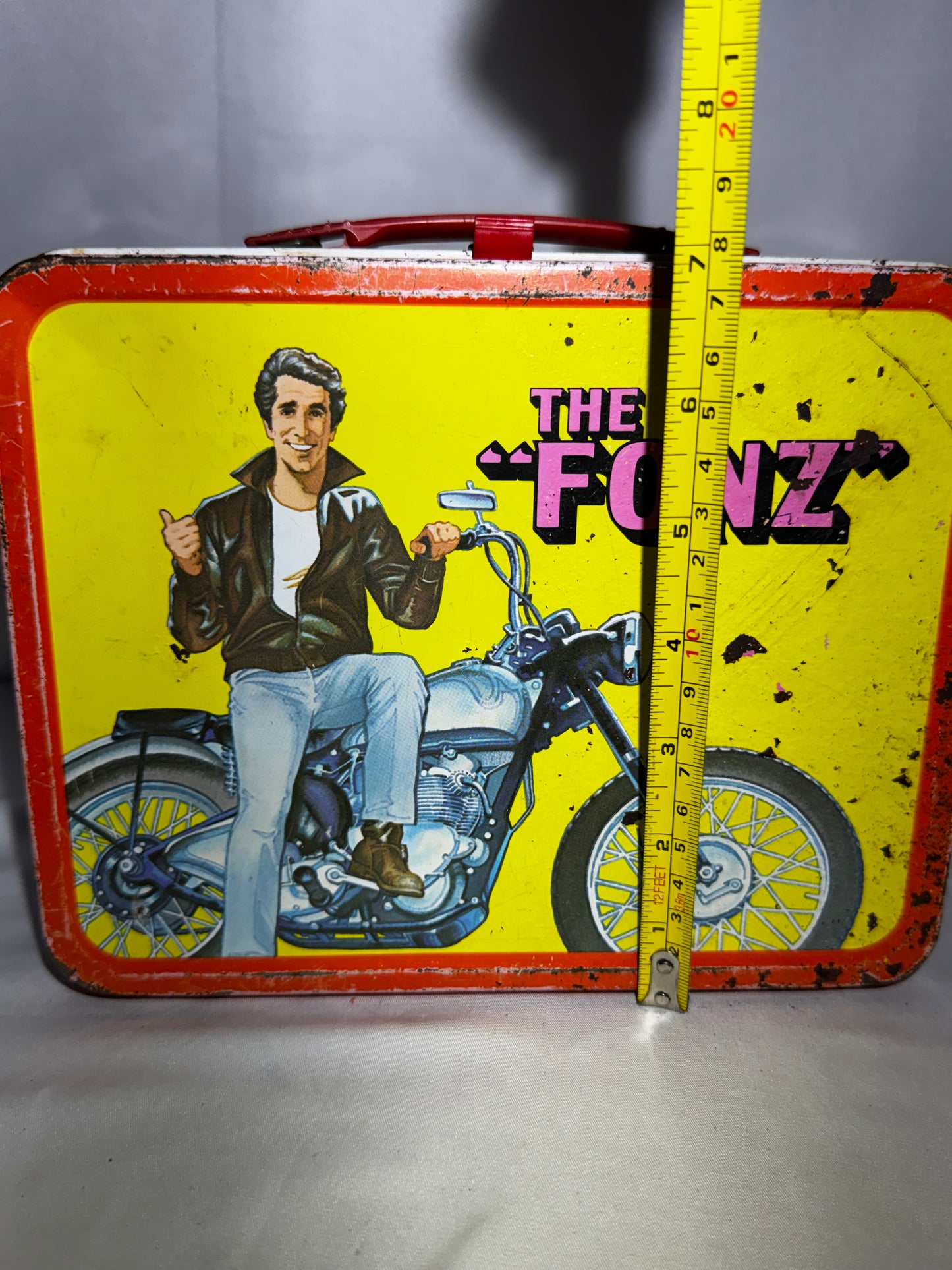 Vintage 1976 Happy Days “The Fonz” Metal Lunch Box w/ Original Thermos