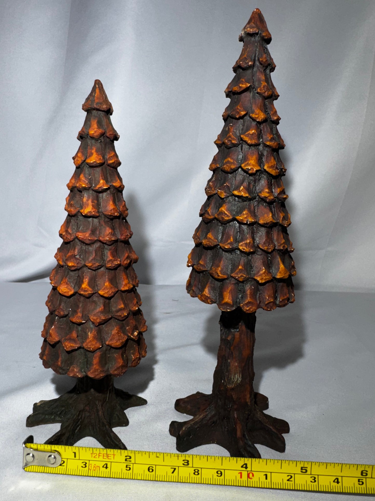 Department 56 Village Pine Cone Trees Set of 2 #5221-3 Retired Hand Painted Porcelain 7” & 8”