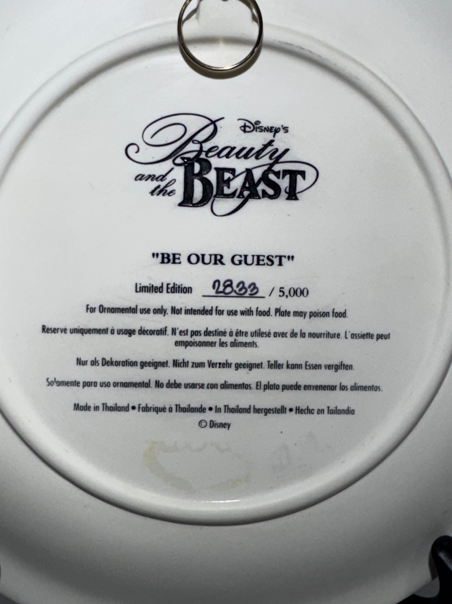 Disney Beauty & the Beast Be Our Guest 3D Collector Plate LE 2833/5000 Box COA