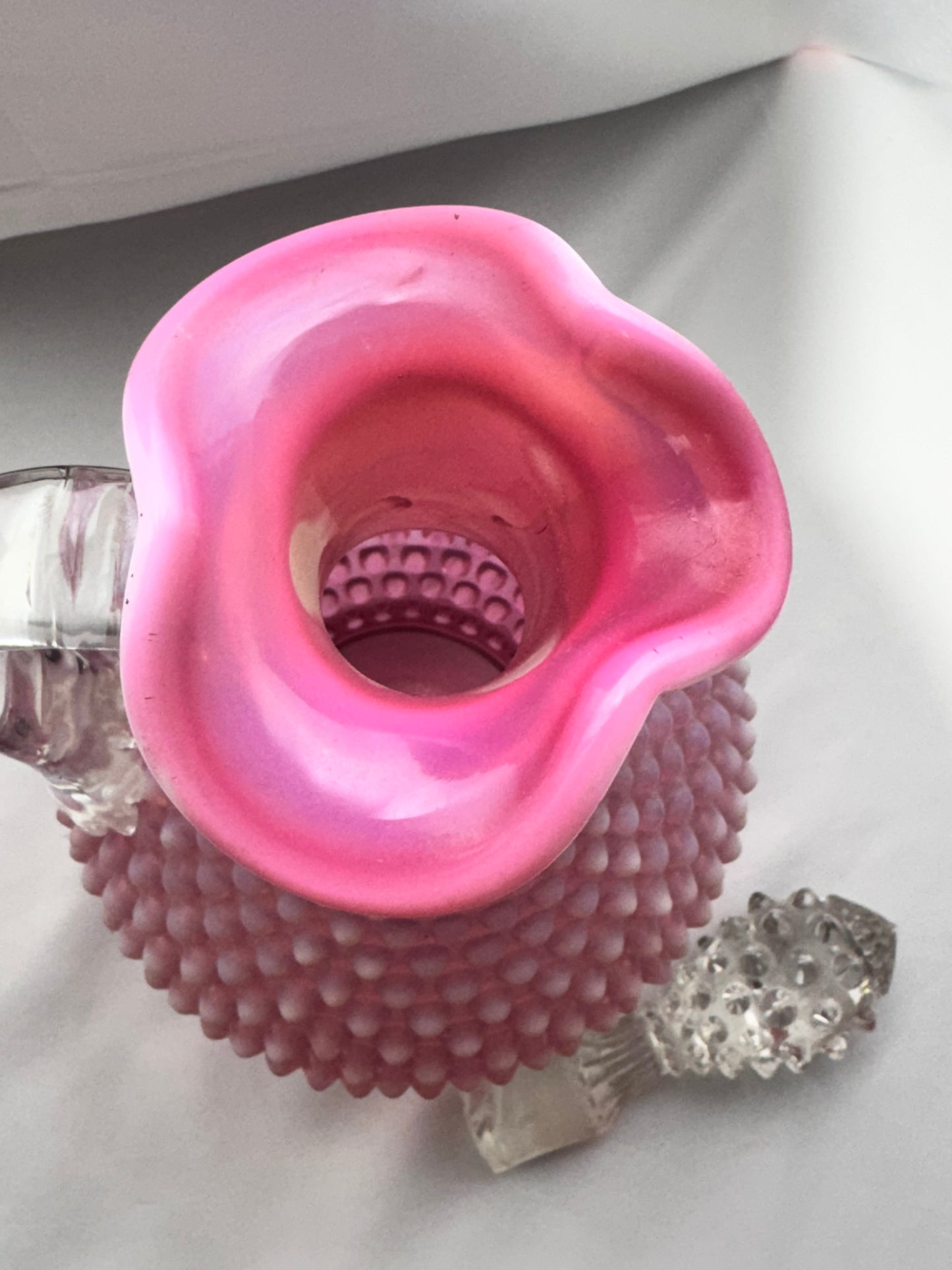 Vintage Fenton Cranberry Hobnail Glass Wine Decanter with Stopper – Approx. 13” Tall