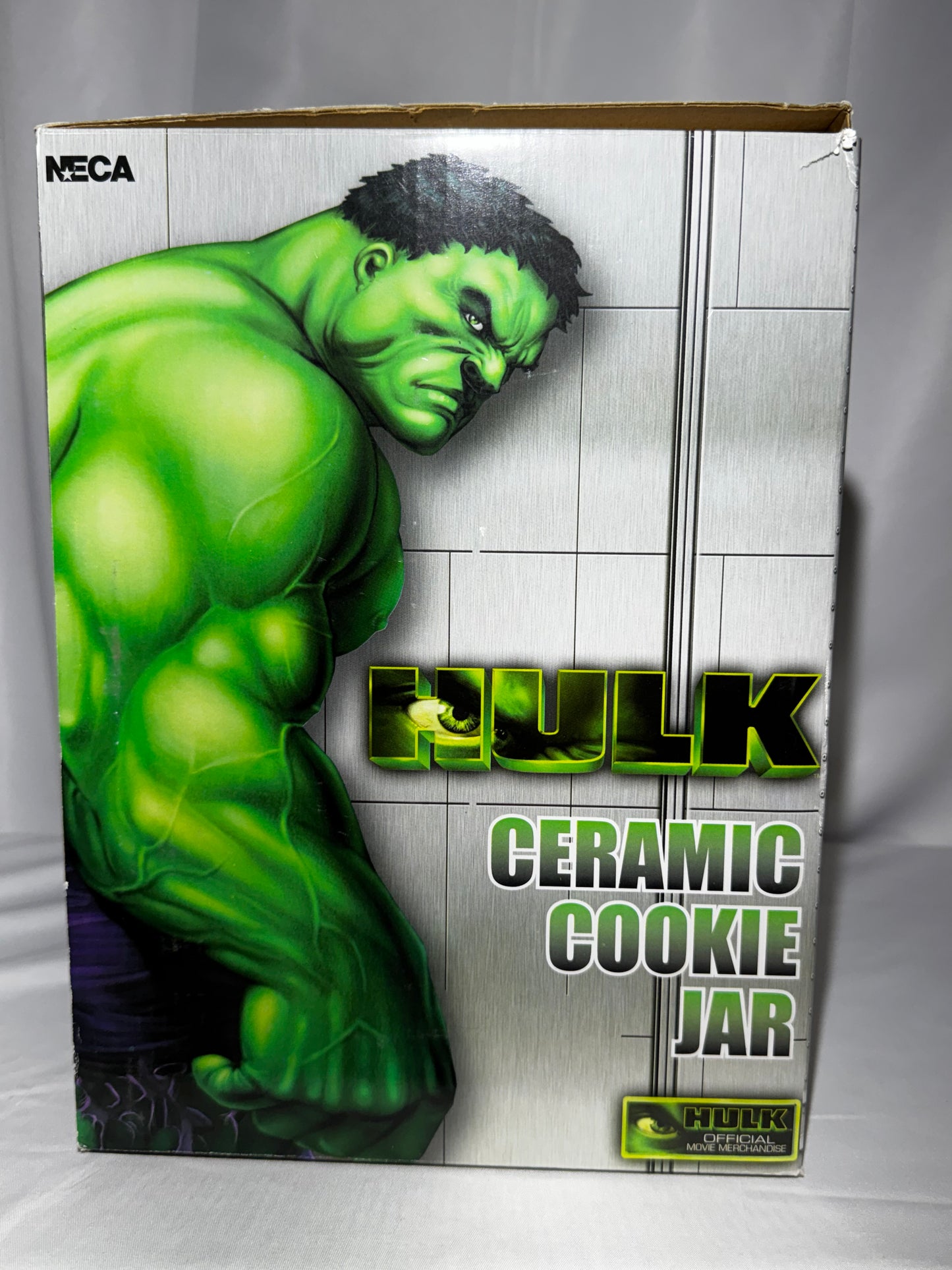 2003 NECA Marvel Hulk Ceramic Cookie Jar w/ Original Box Universal Studios 10”